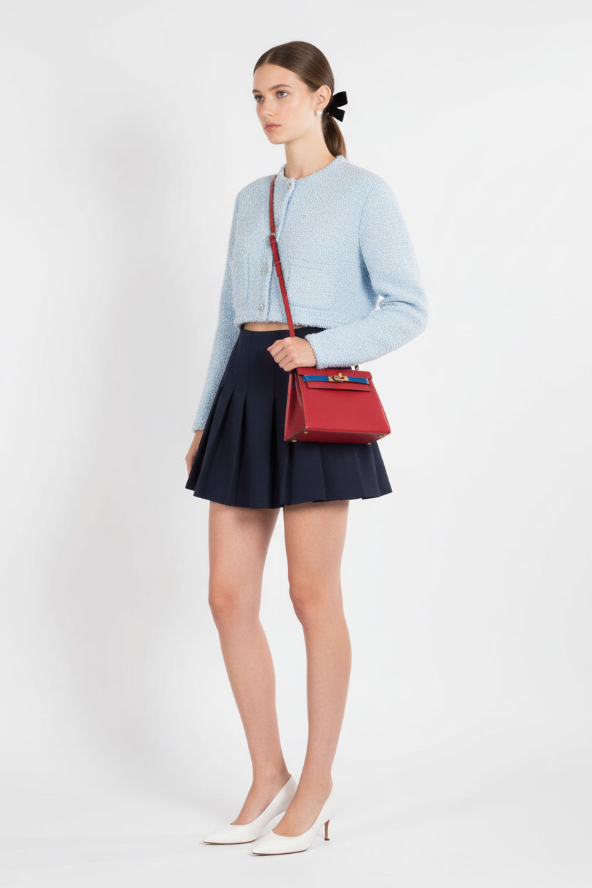 Hermès Kelly 20 Sellier Rouge Vif/Bleu Saphir Box Calf Gold Hardware