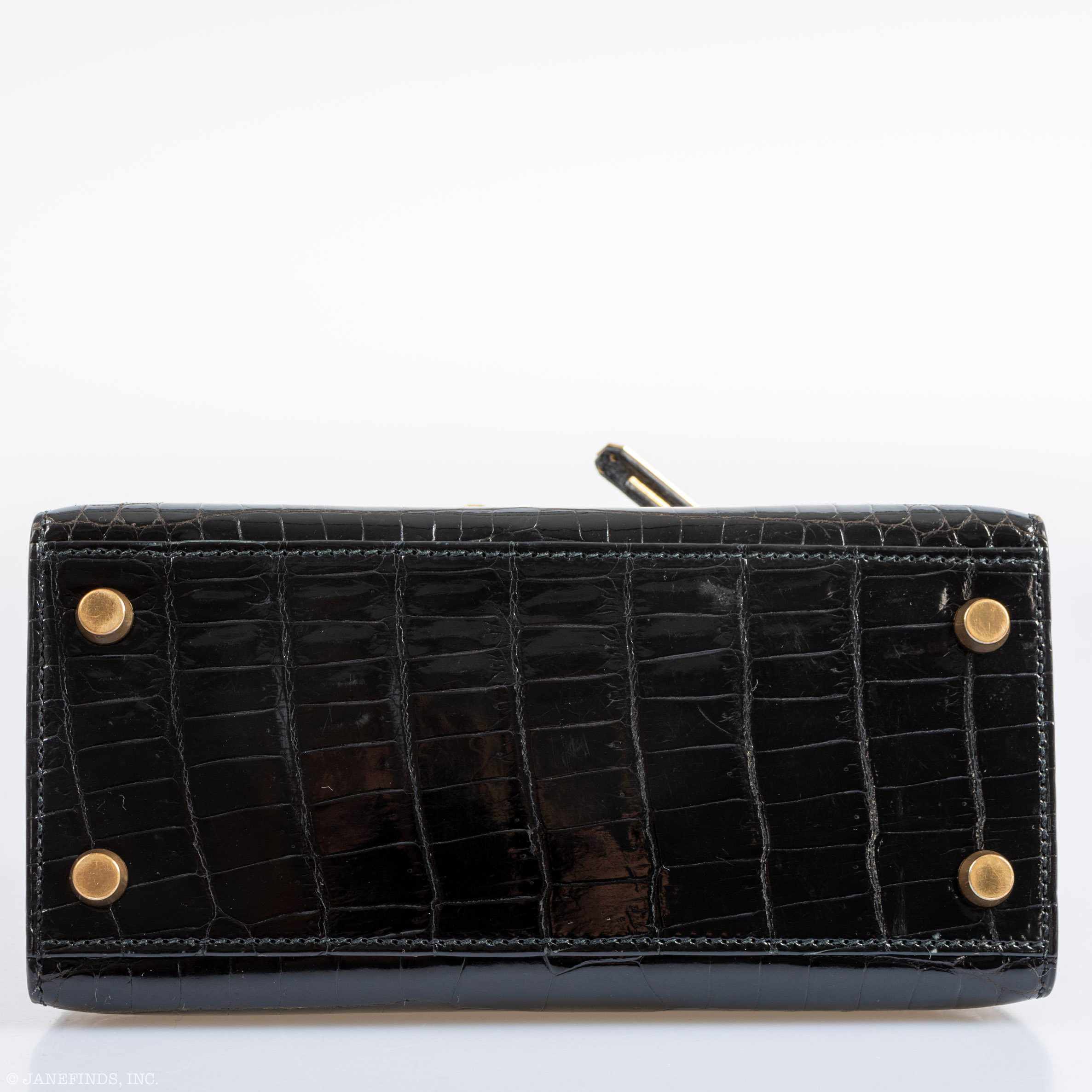 Hermès Kelly 20 Sellier Shiny Black Porosus Crocodile Gold Hardware - 1991