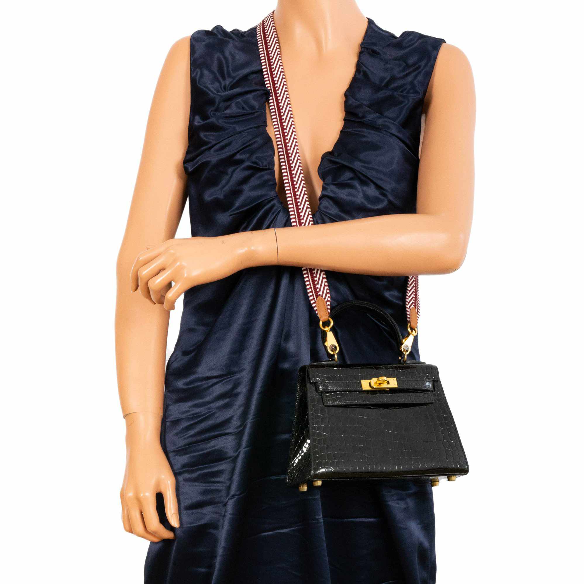 Hermès Kelly 20 Sellier Shiny Black Porosus Crocodile Gold Hardware - 1991