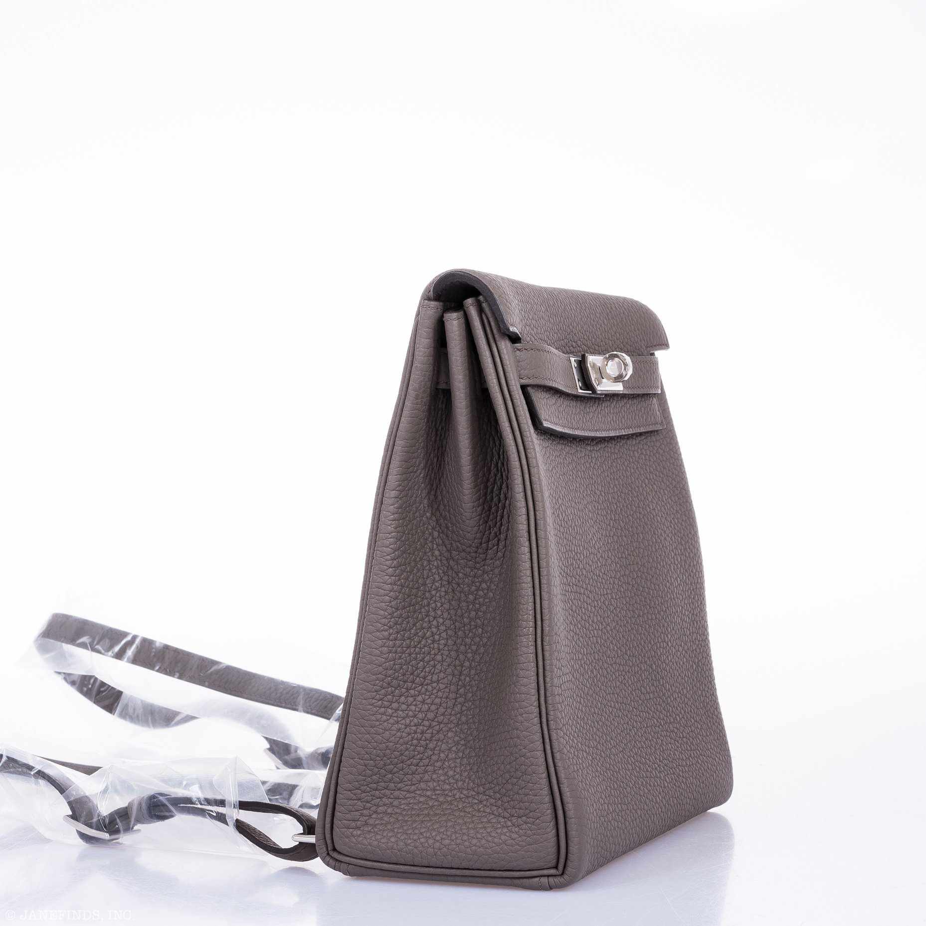 Hermès Kelly 22 Ado Backpack Etain Clemence Palladium Hardware