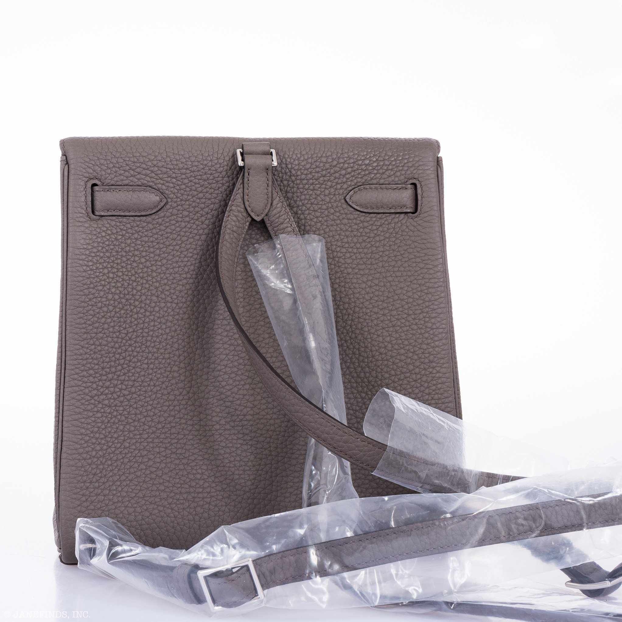 Hermès Kelly 22 Ado Backpack Etain Clemence Palladium Hardware