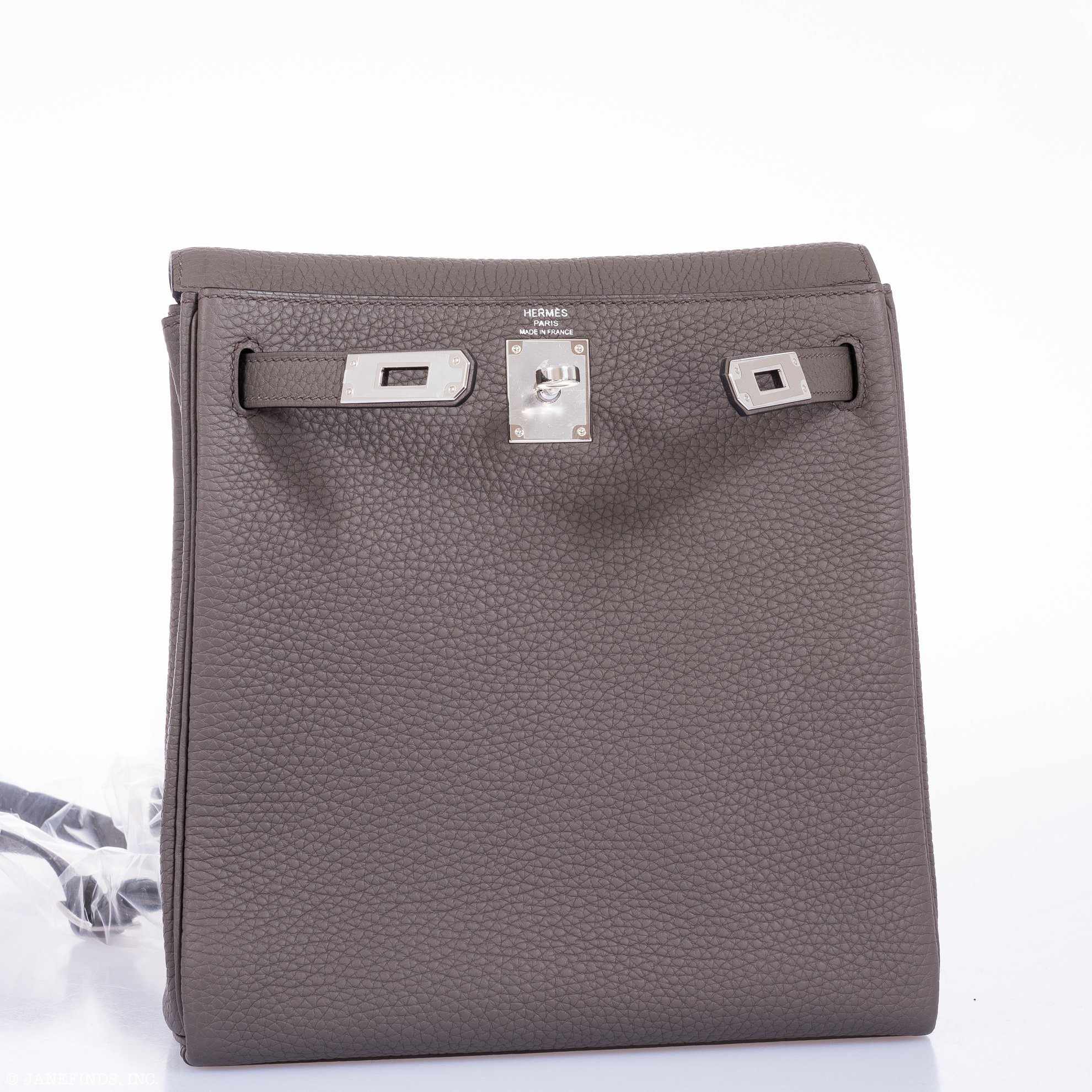 Hermès Kelly 22 Ado Backpack Etain Clemence Palladium Hardware