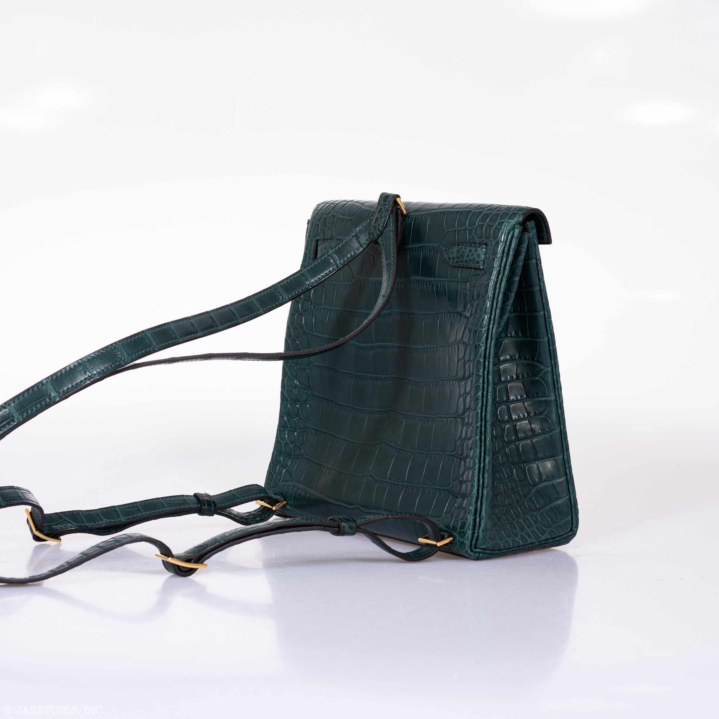 Hermès Kelly 22 Ado Backpack Vert Vertigo Alligator Gold Hardware
