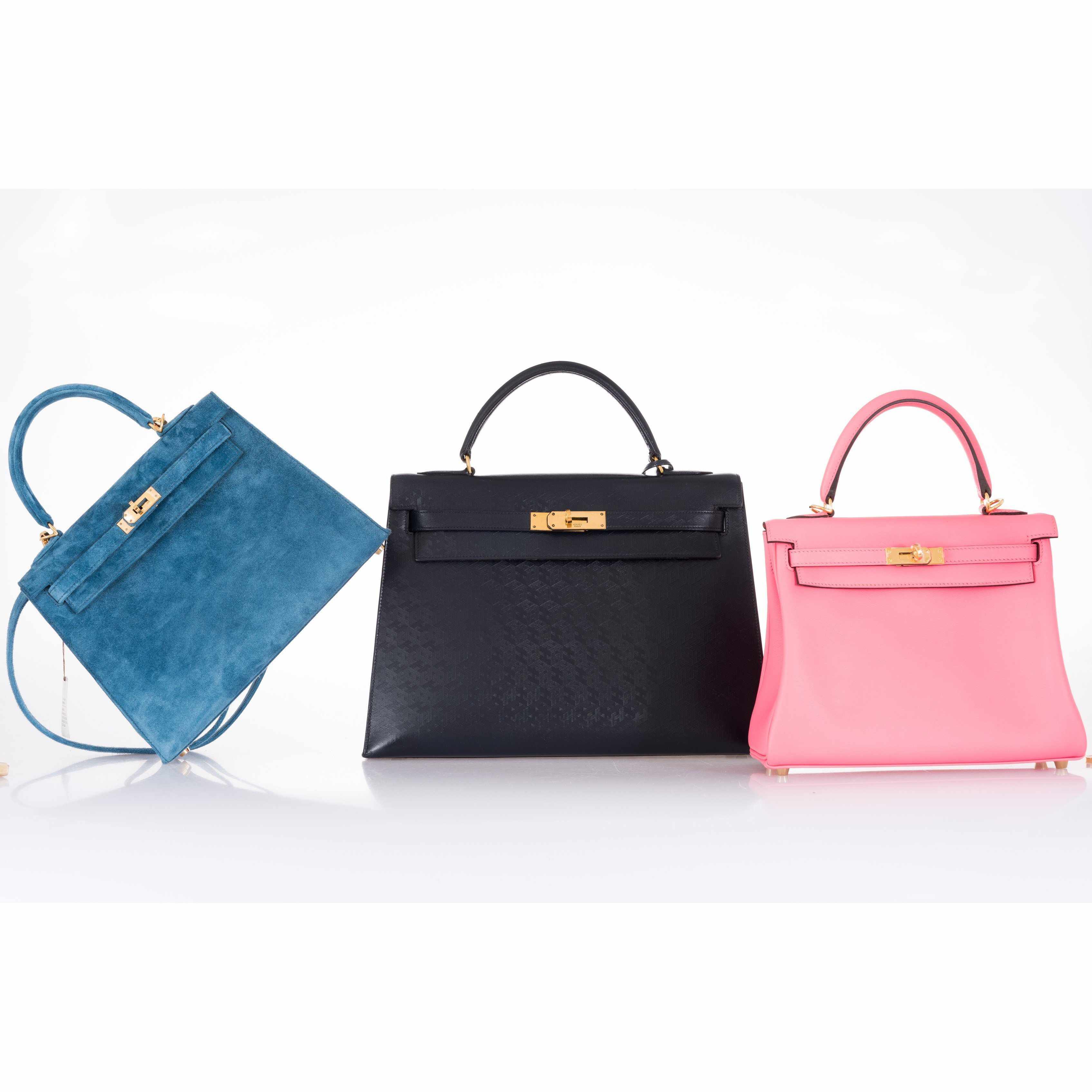 Hermès Kelly 25 Blue Thalassa Suede Gold Hardware