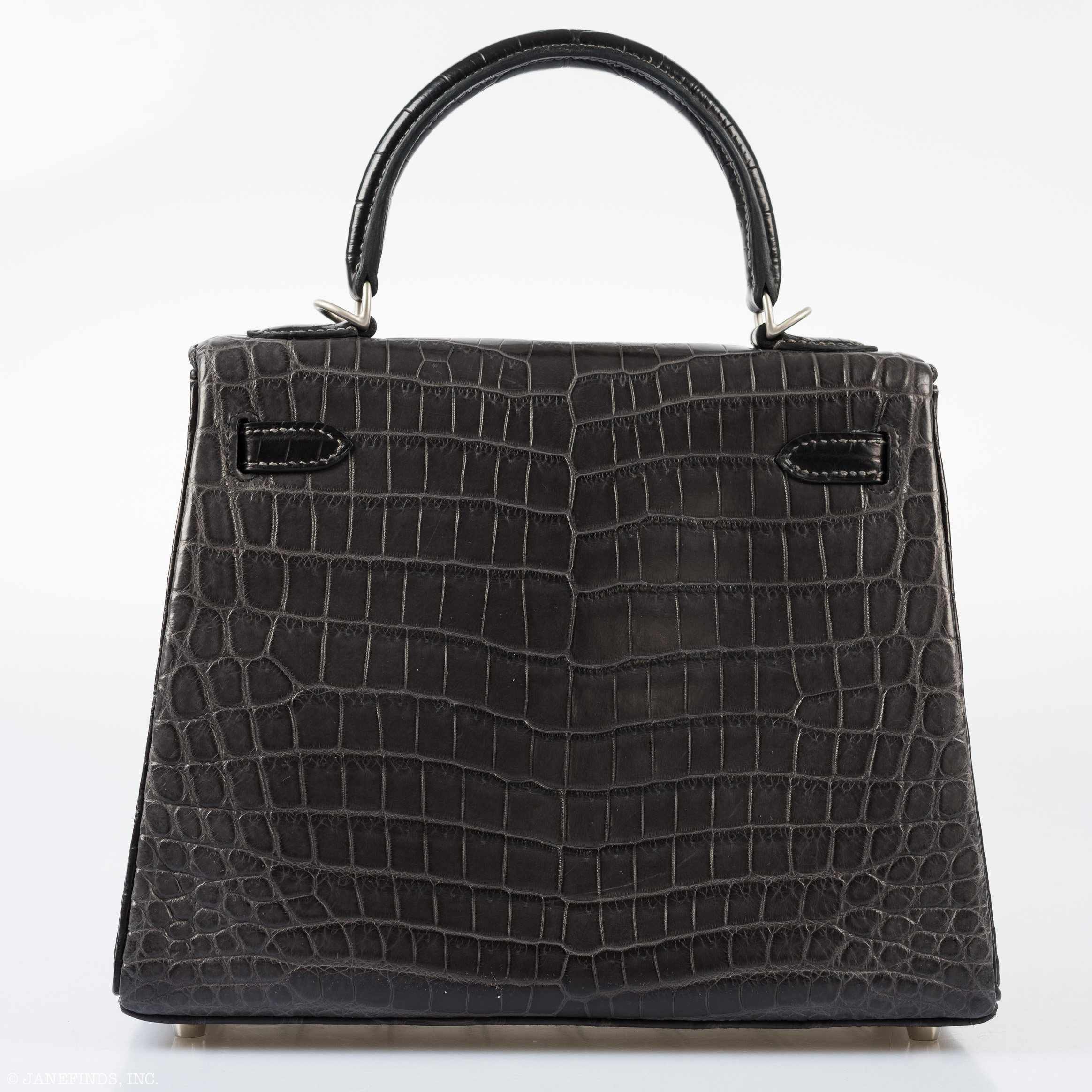 Hermès Kelly 25 HSS Retourne Matte Graphite Niloticus Crocodile Brushed Palladium Hardware