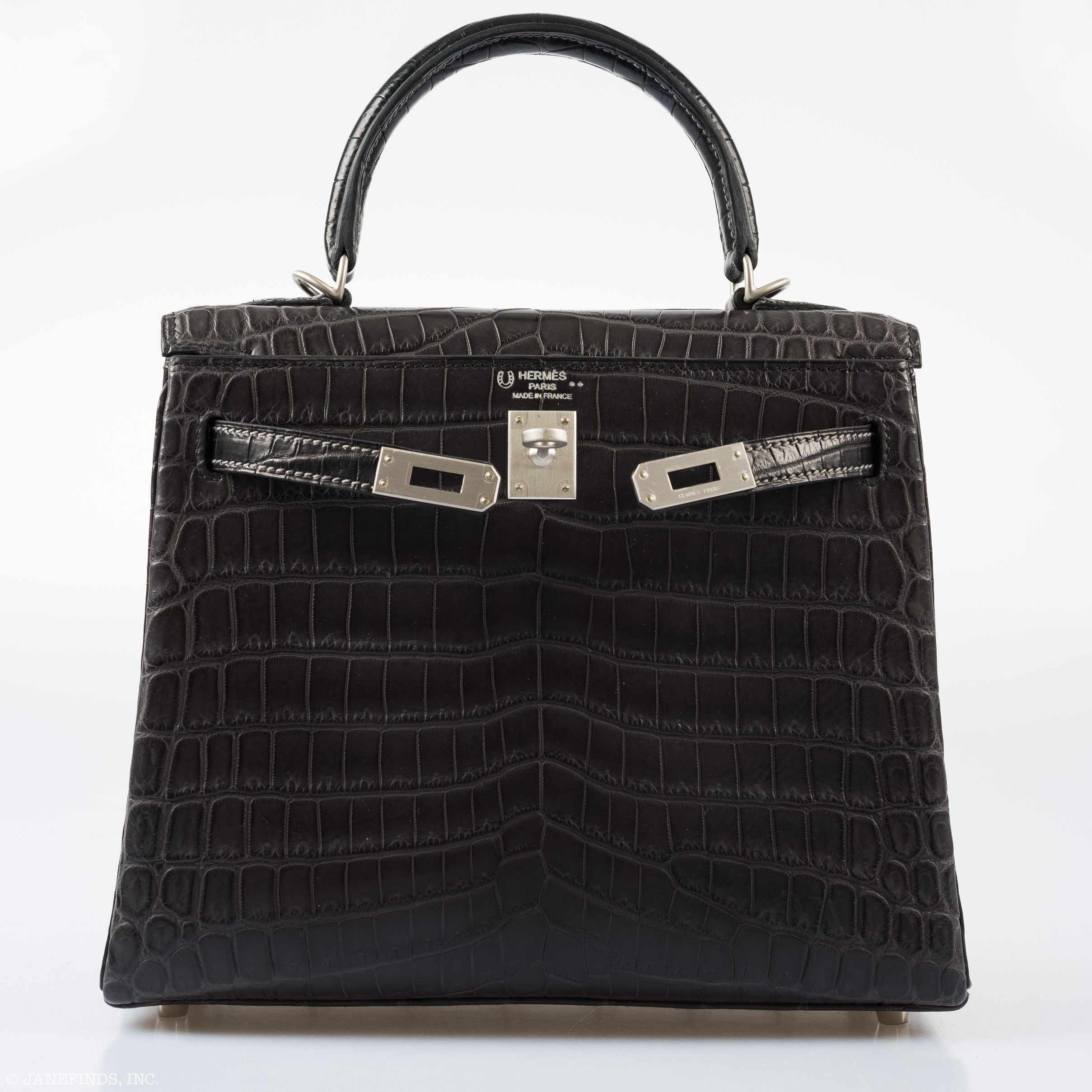 Hermès Kelly 25 HSS Retourne Matte Graphite Niloticus Crocodile Brushed Palladium Hardware