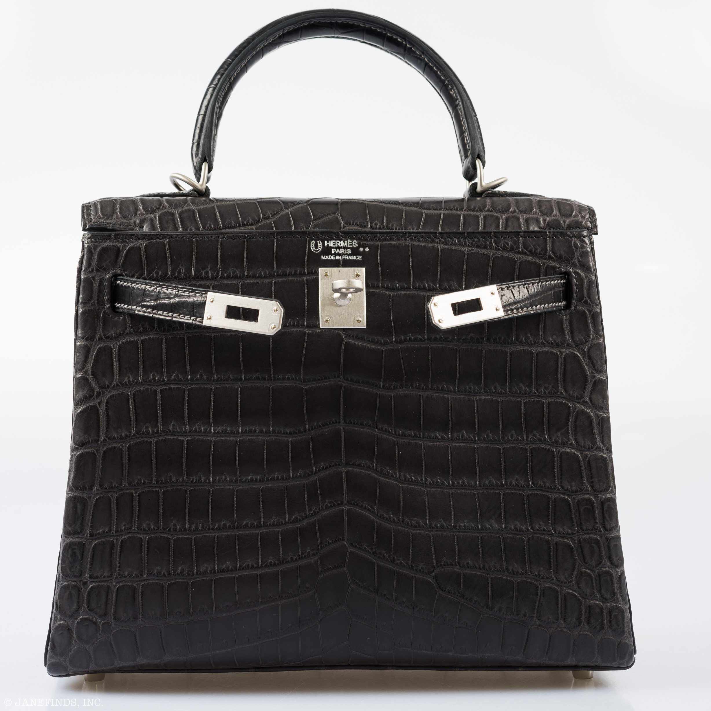 Hermès Kelly 25 HSS Retourne Matte Graphite Niloticus Crocodile Brushed Palladium Hardware