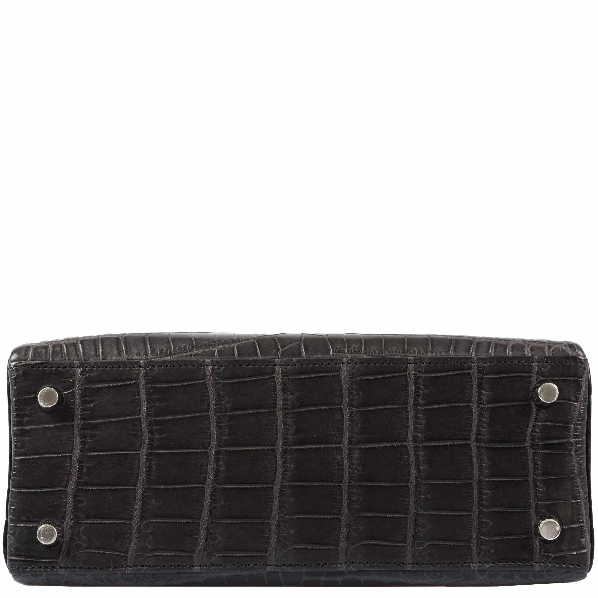Hermès Kelly 25 HSS Retourne Matte Graphite Niloticus Crocodile Brushed Palladium Hardware
