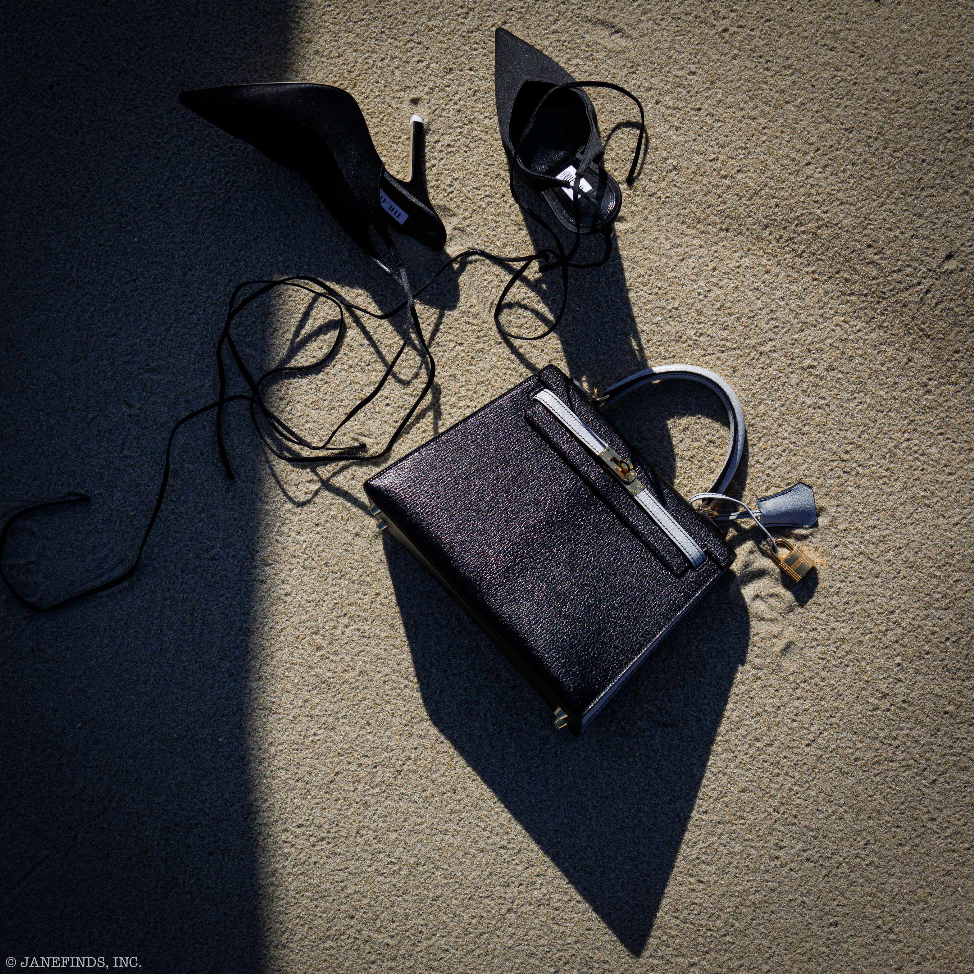 Hermès Kelly 25 HSS Sellier Black & Gris Perle Chevre Gold Hardware - 2019, D