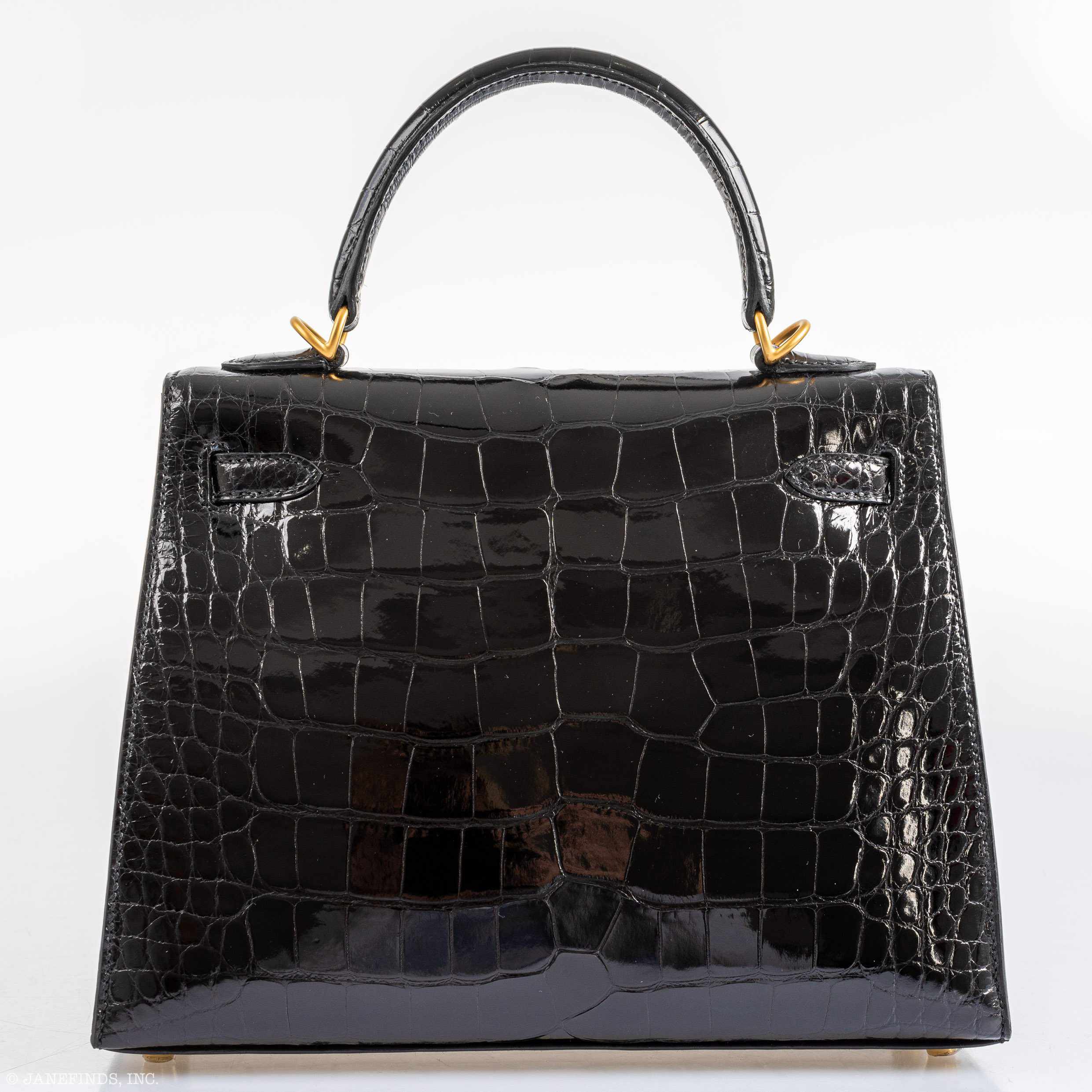 Hermès Kelly 25 HSS Sellier Black Shiny Alligator Brushed Gold Hardware - 2019, D