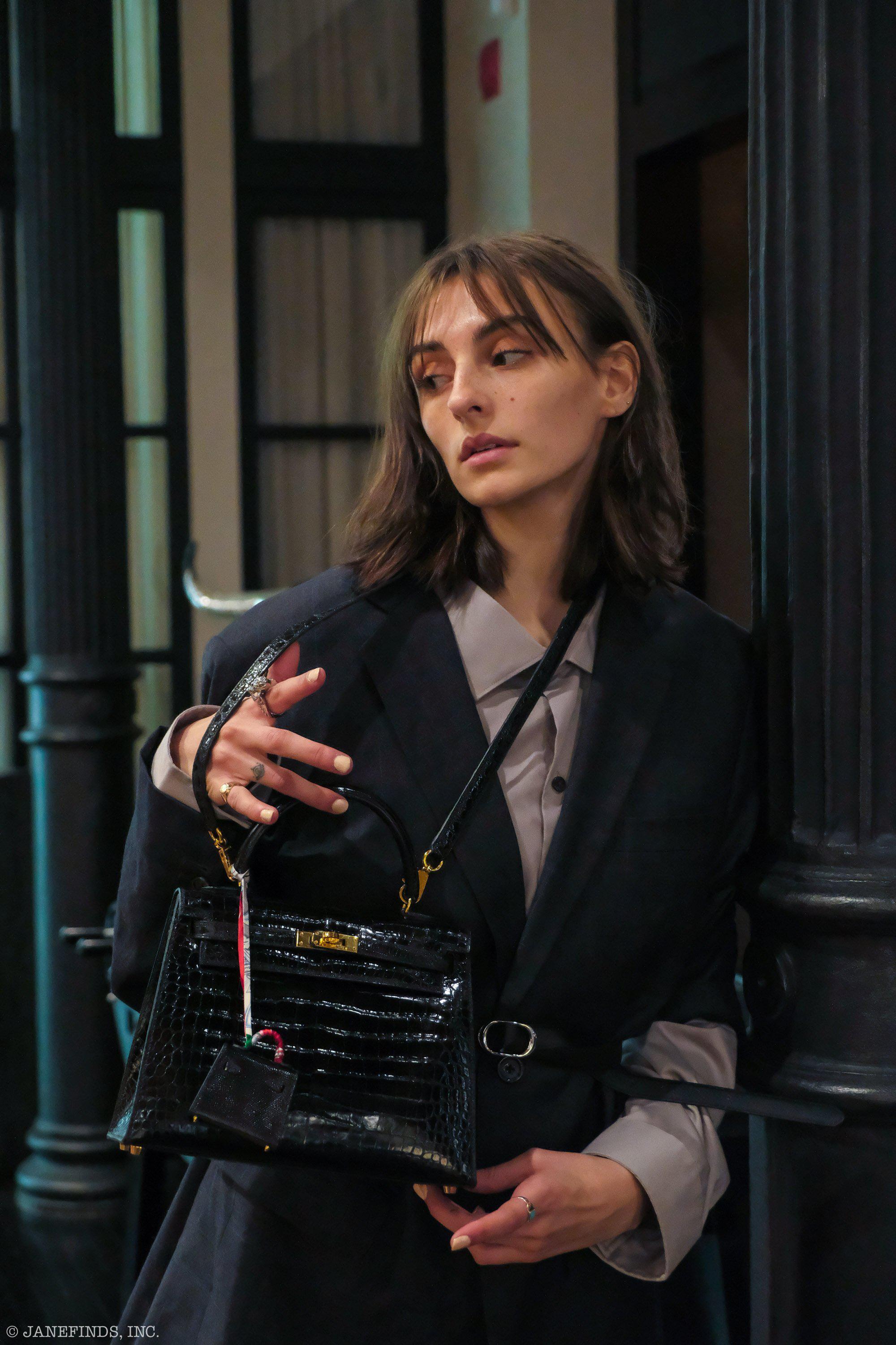 Hermès Kelly 25 HSS Sellier Black Shiny Alligator Brushed Gold Hardware - 2019, D