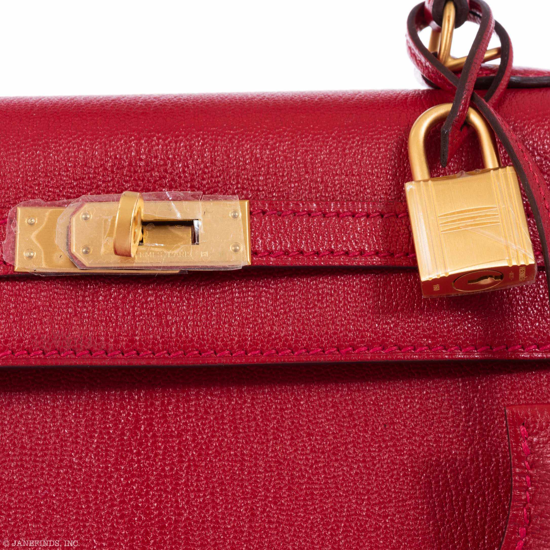 Hermès Kelly 25 HSS Sellier Rouge Casaque Chevre Goat Brushed Gold Hardware - Special Order
