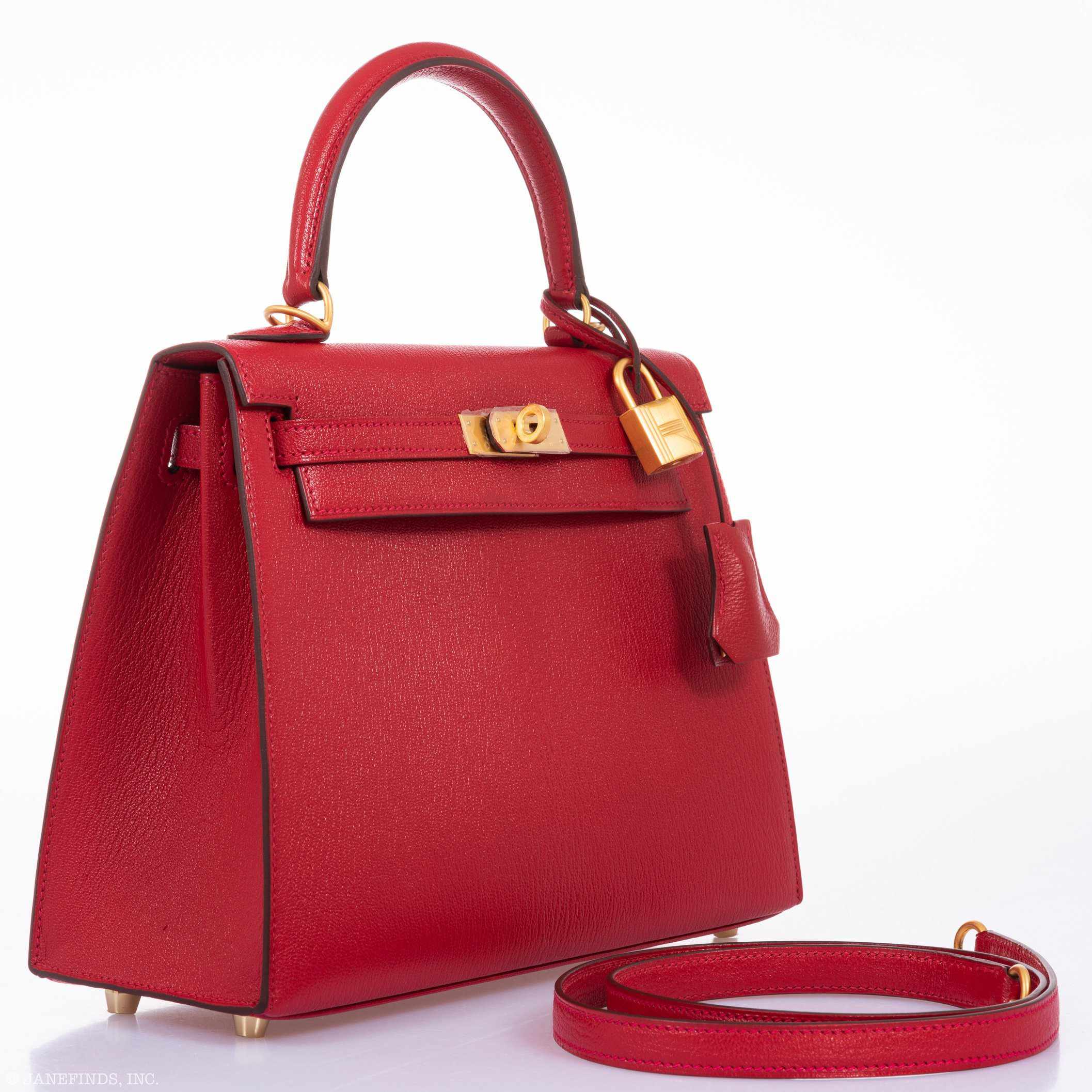 Hermès Kelly 25 HSS Sellier Rouge Casaque Chevre Goat Brushed Gold Hardware - Special Order