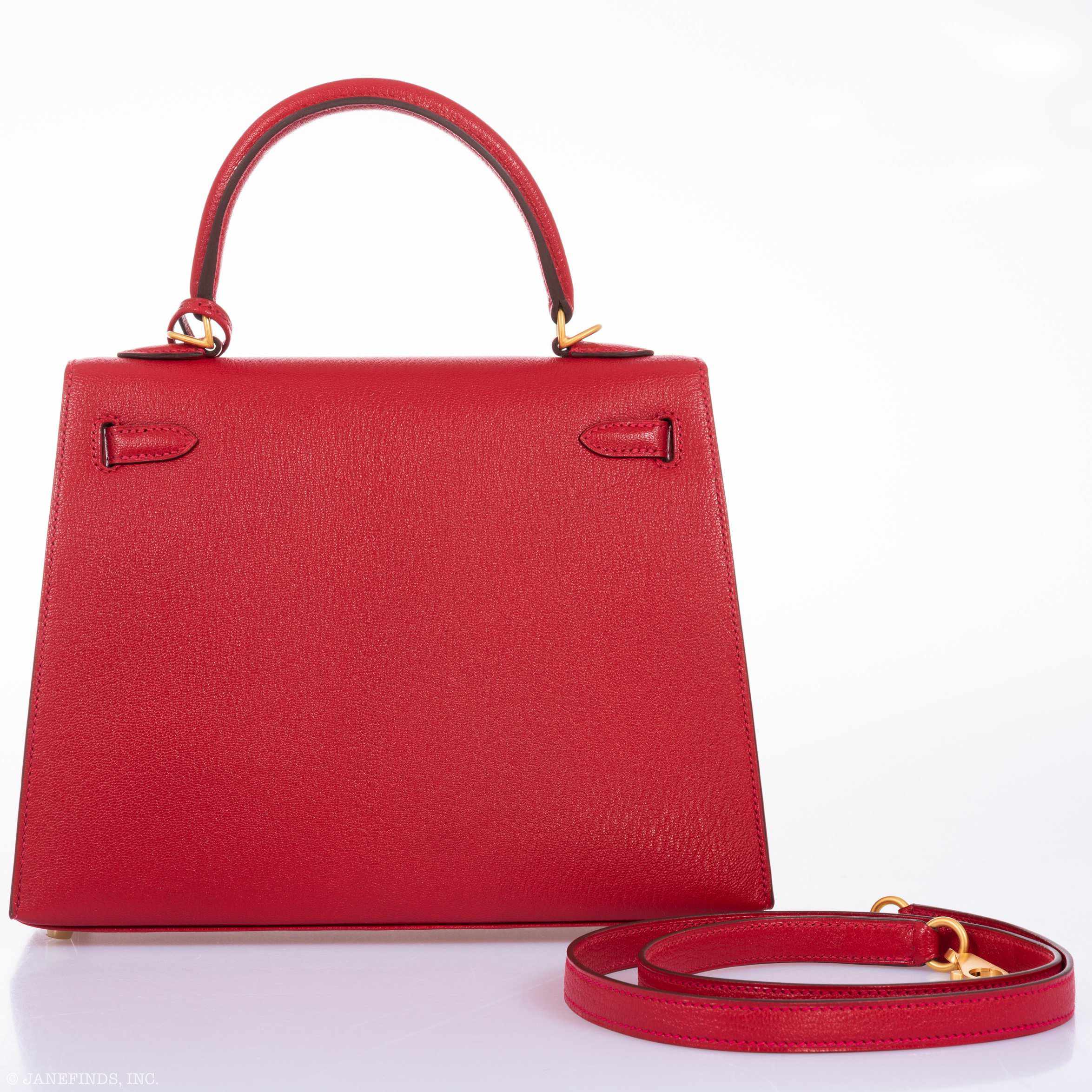 Hermès Kelly 25 HSS Sellier Rouge Casaque Chevre Goat Brushed Gold Hardware - Special Order