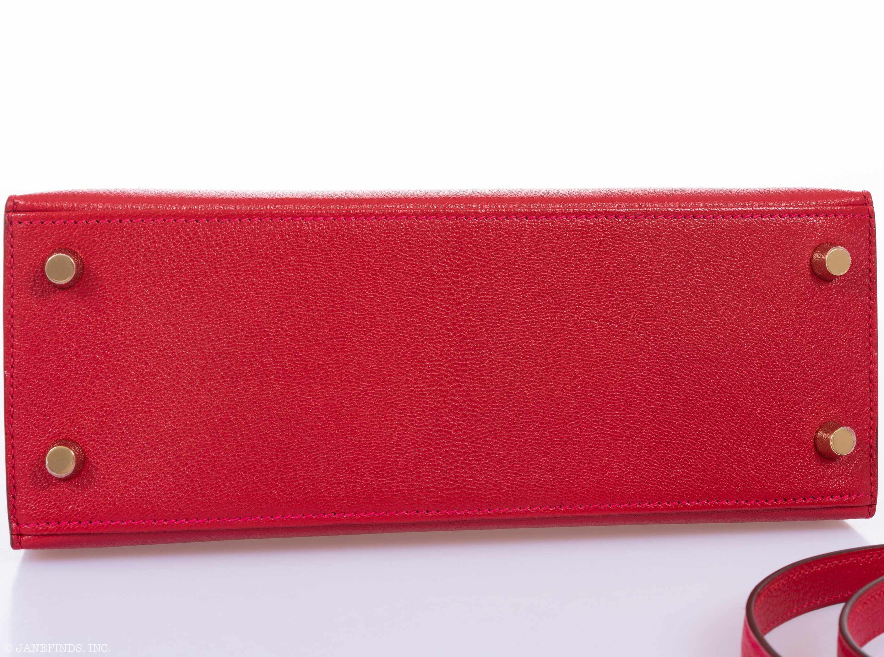 Hermès Kelly 25 HSS Sellier Rouge Casaque Chevre Goat Brushed Gold Hardware - Special Order