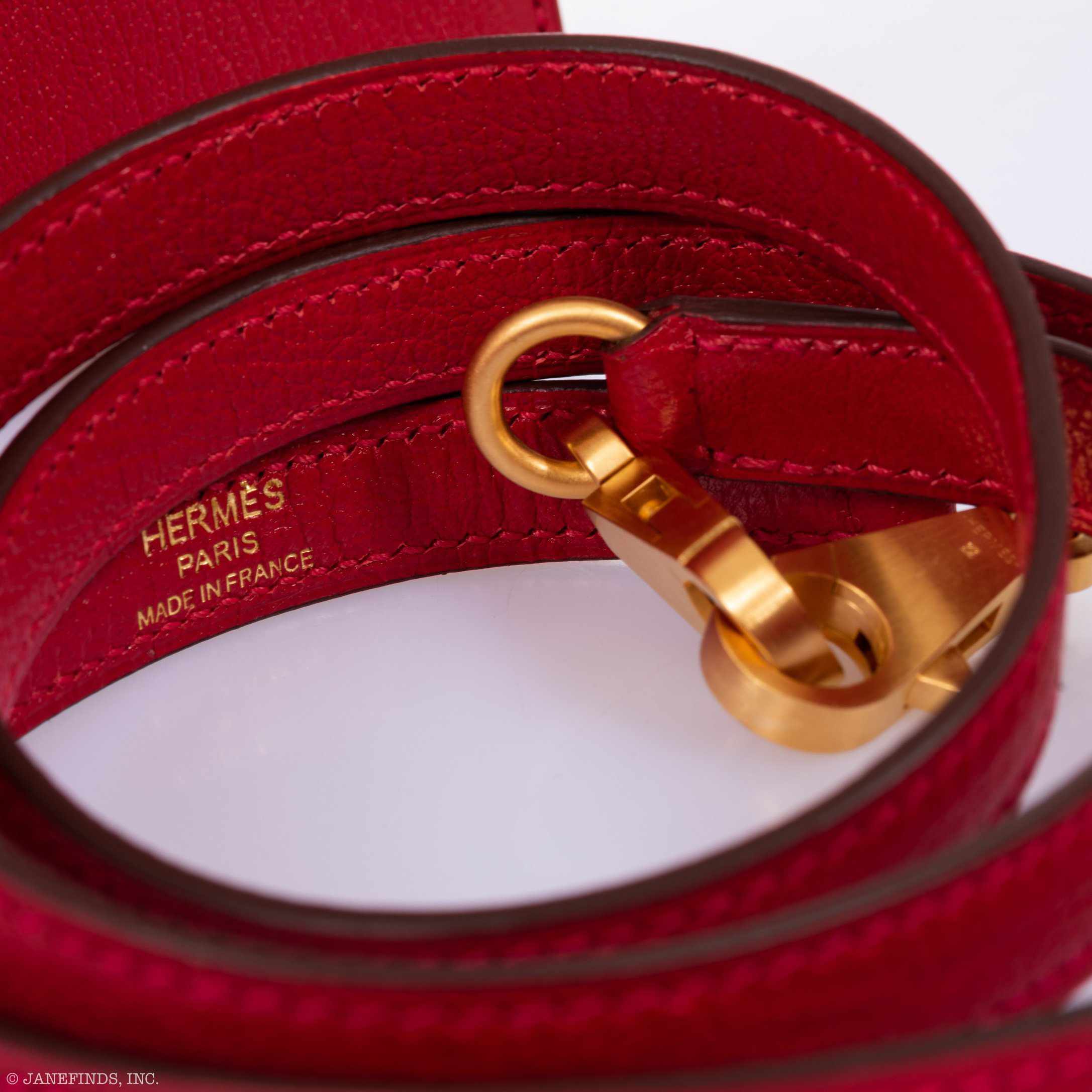 Hermès Kelly 25 HSS Sellier Rouge Casaque Chevre Goat Brushed Gold Hardware - Special Order