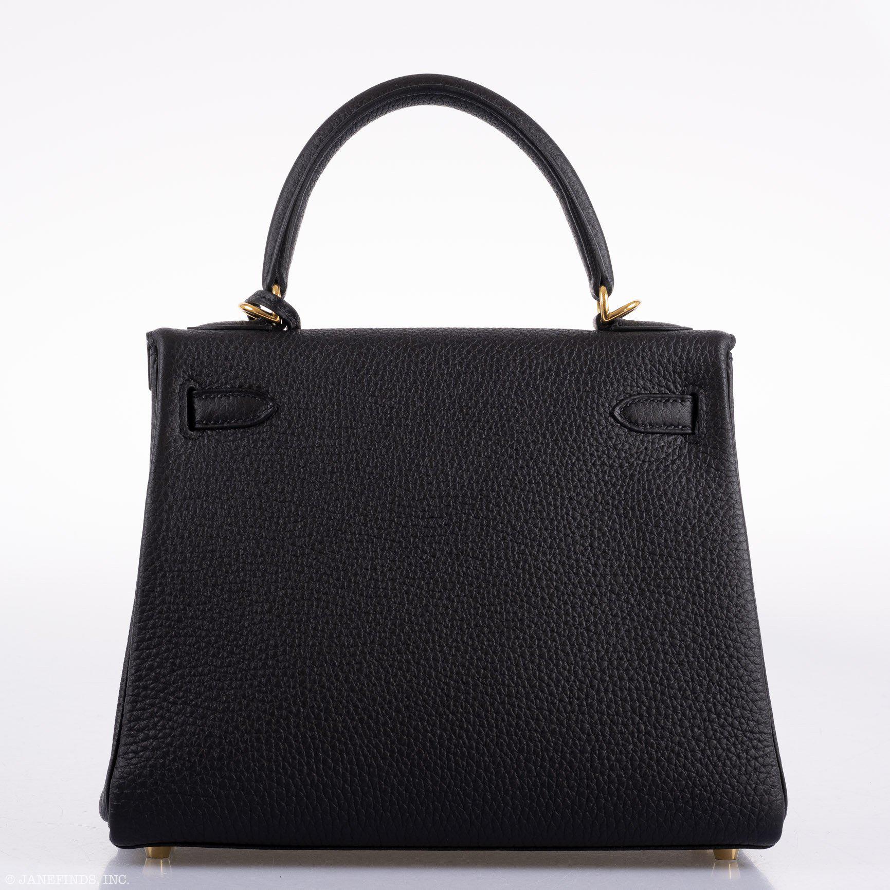 Hermès Kelly 25 Retourne Black Togo Gold Hardware - 2020, Y