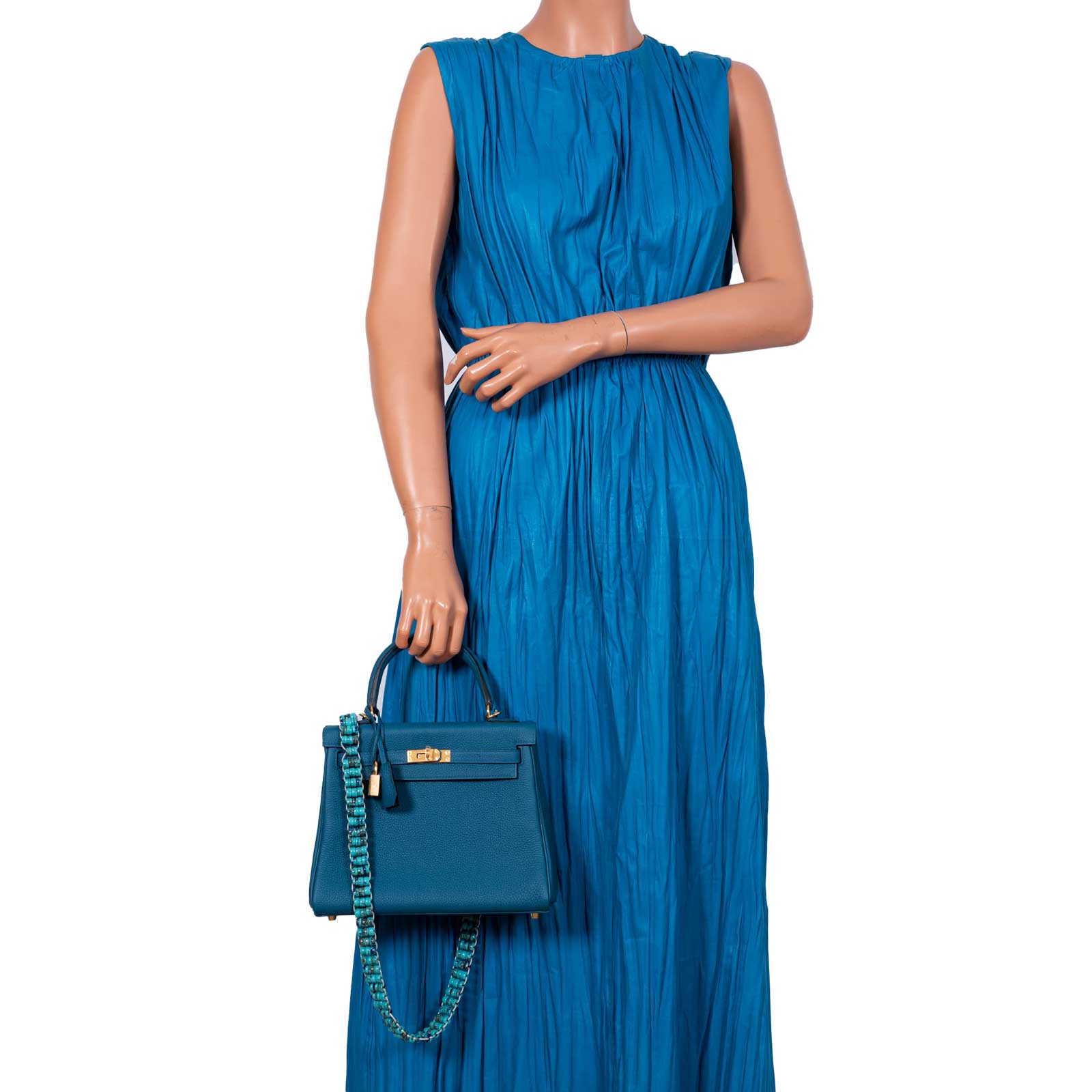 Hermès Kelly 25 Retourne Blue Colvert Togo Gold Hardware - 2016, X