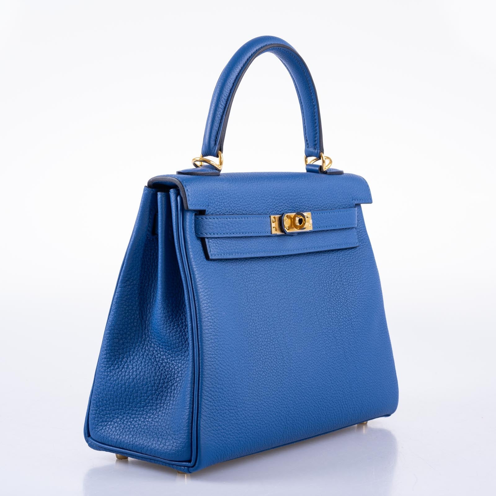 Hermès Kelly 25 Retourne Blue France Togo with Gold Hardware