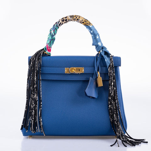 Hermès Kelly 25 Retourne Blue France Togo with Gold Hardware