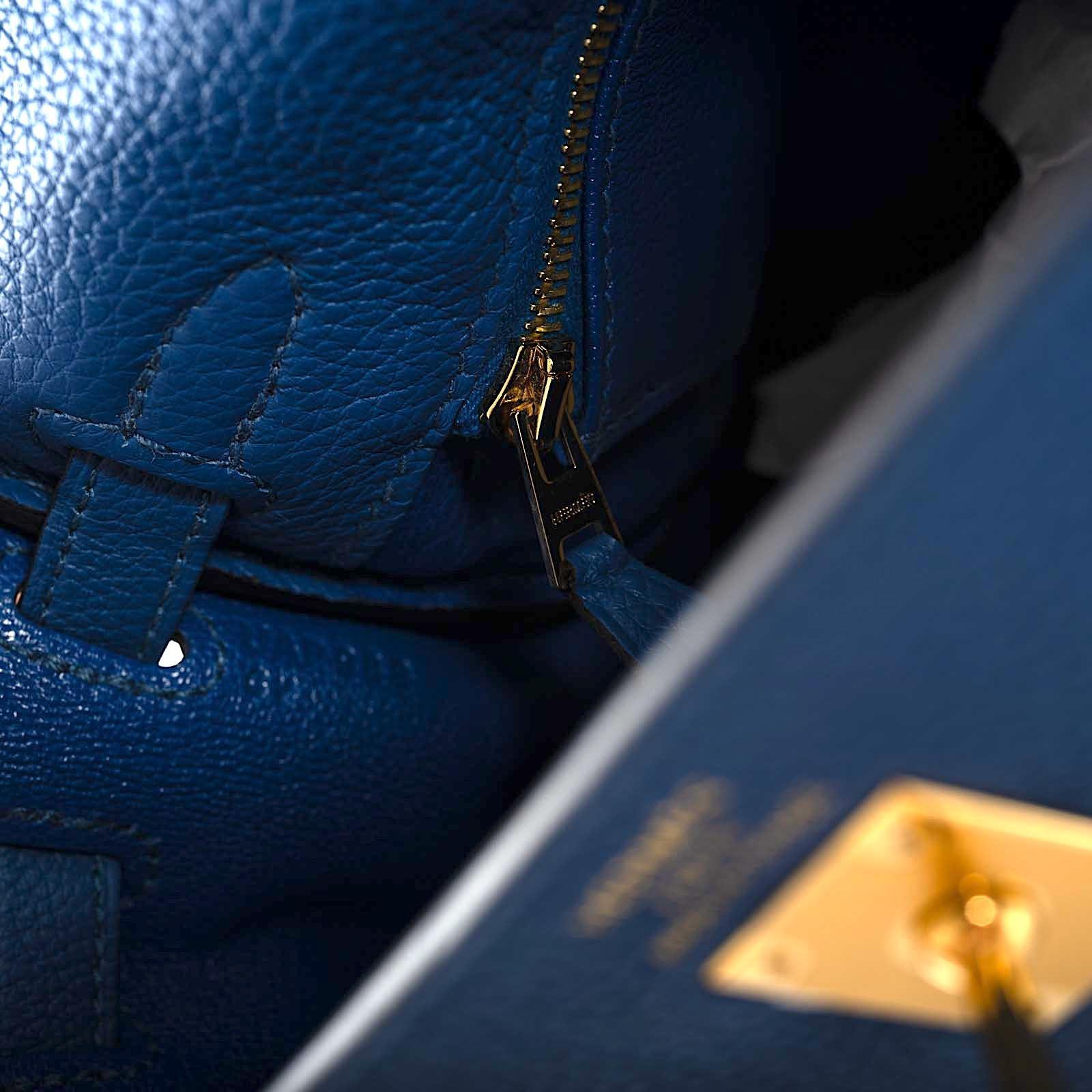Hermès Kelly 25 Retourne Blue France Togo with Gold Hardware