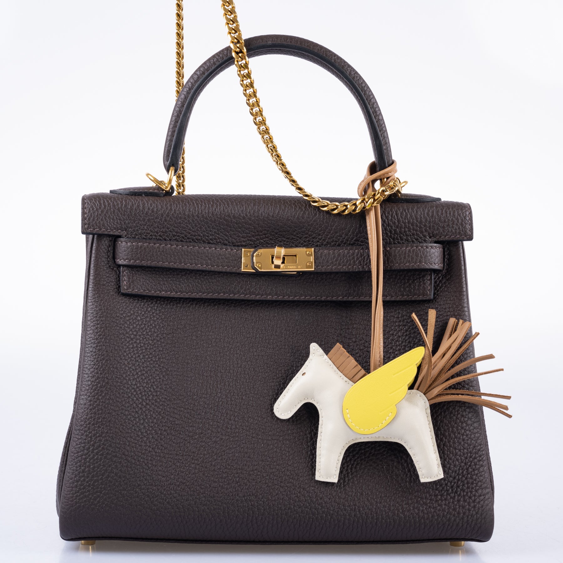 Hermès Kelly 25 Retourne Ebene Togo Gold Hardware