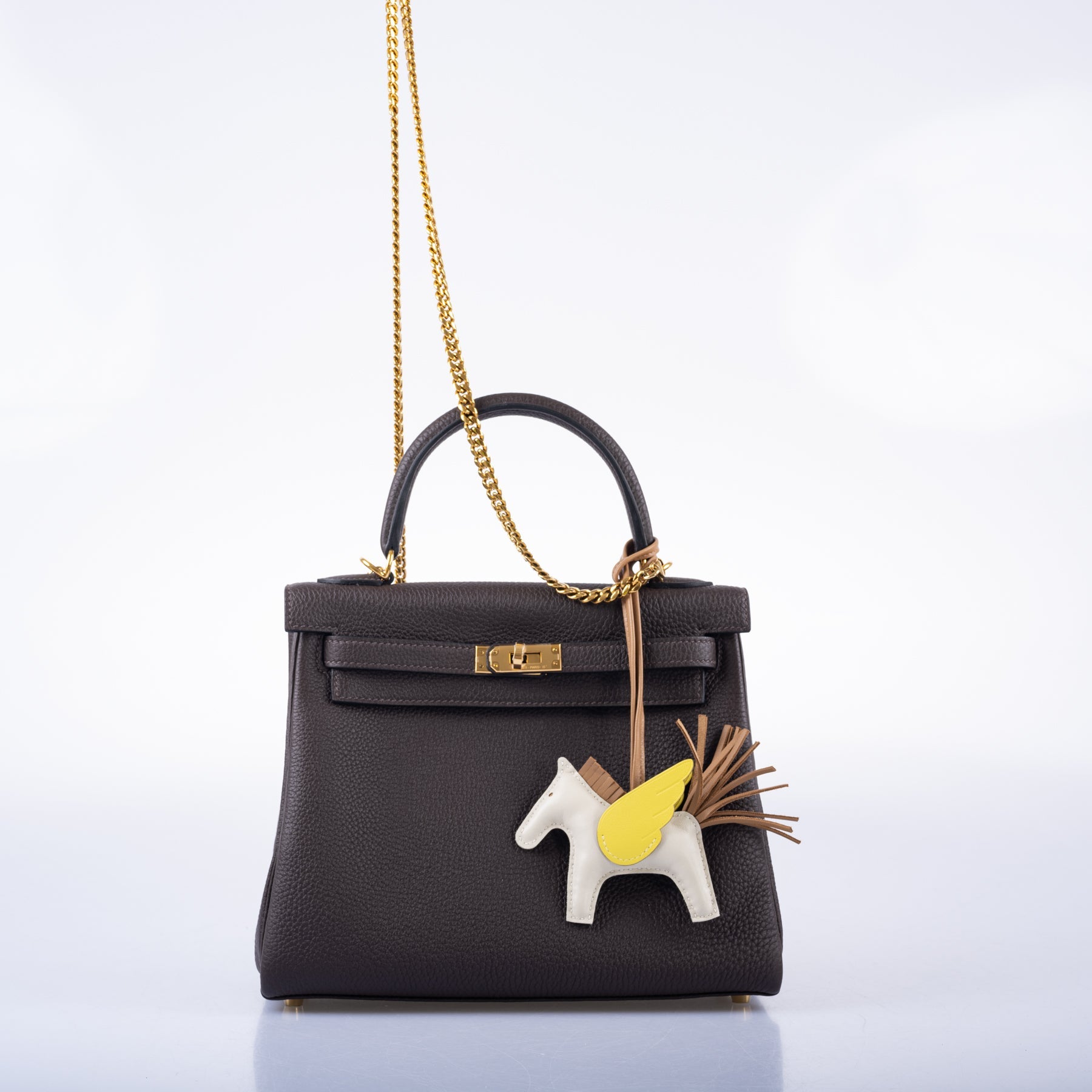 Hermès Kelly 25 Retourne Ebene Togo Gold Hardware