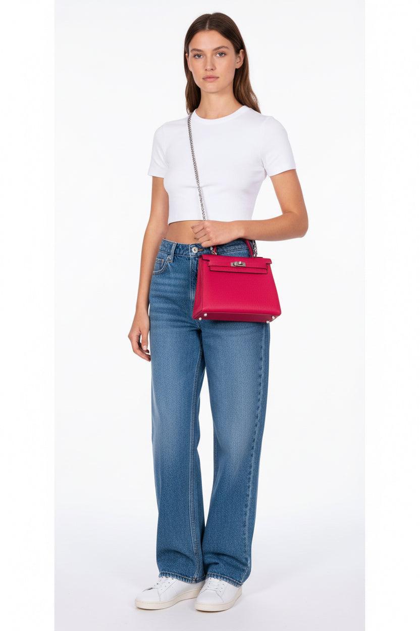 Hermès Kelly 25 Retourne Framboise Togo Palladium Hardware - 2021, Z