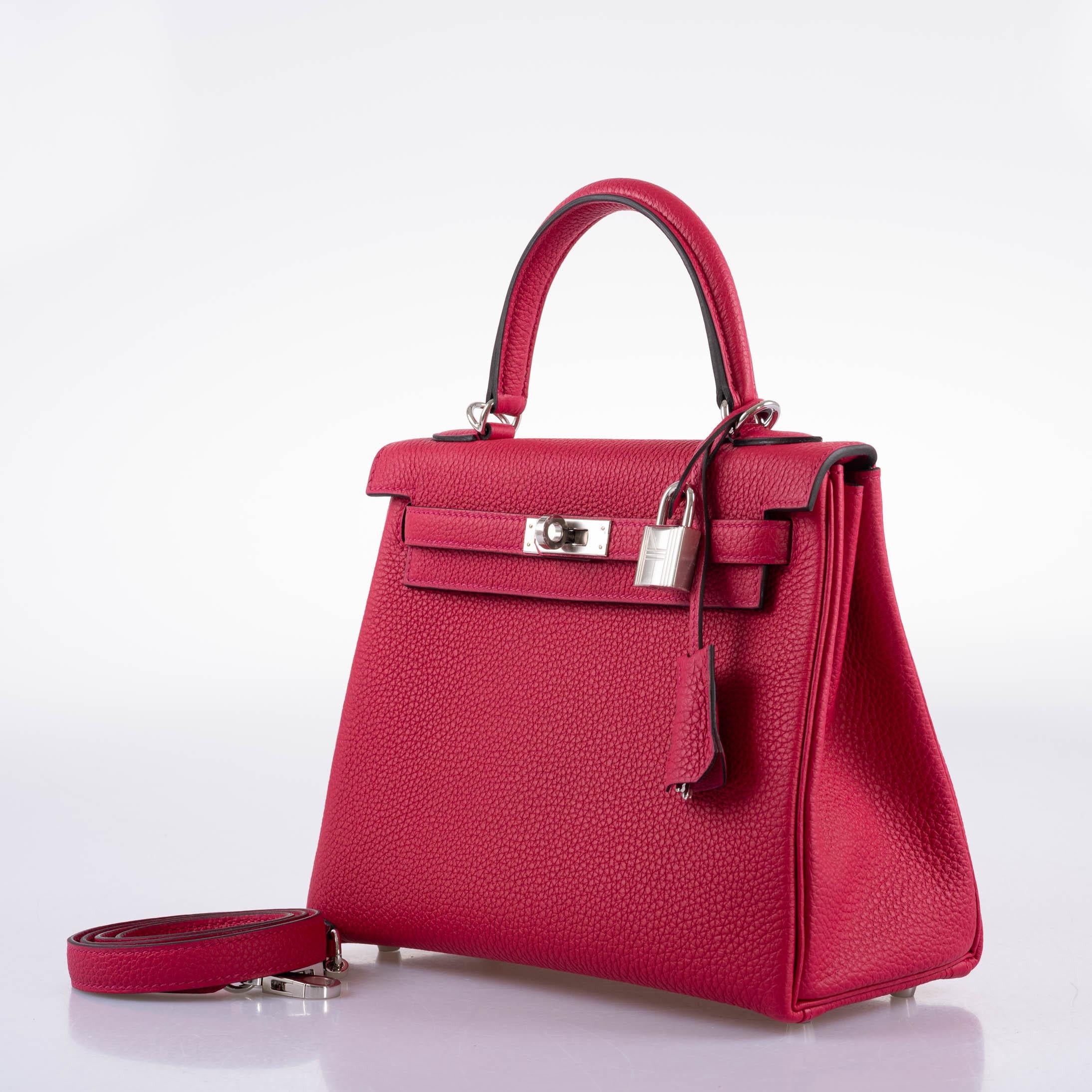 Hermès Kelly 25 Retourne Framboise Togo Palladium Hardware - 2021, Z