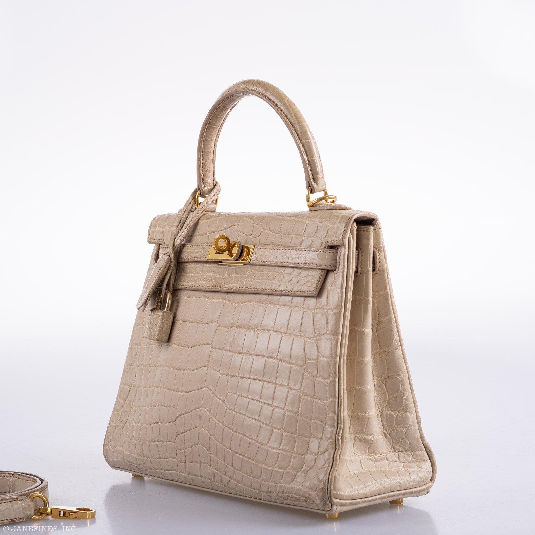 Hermès Kelly 25 Retourne Poussiere Matte Nilo Crocodile Gold Hardware