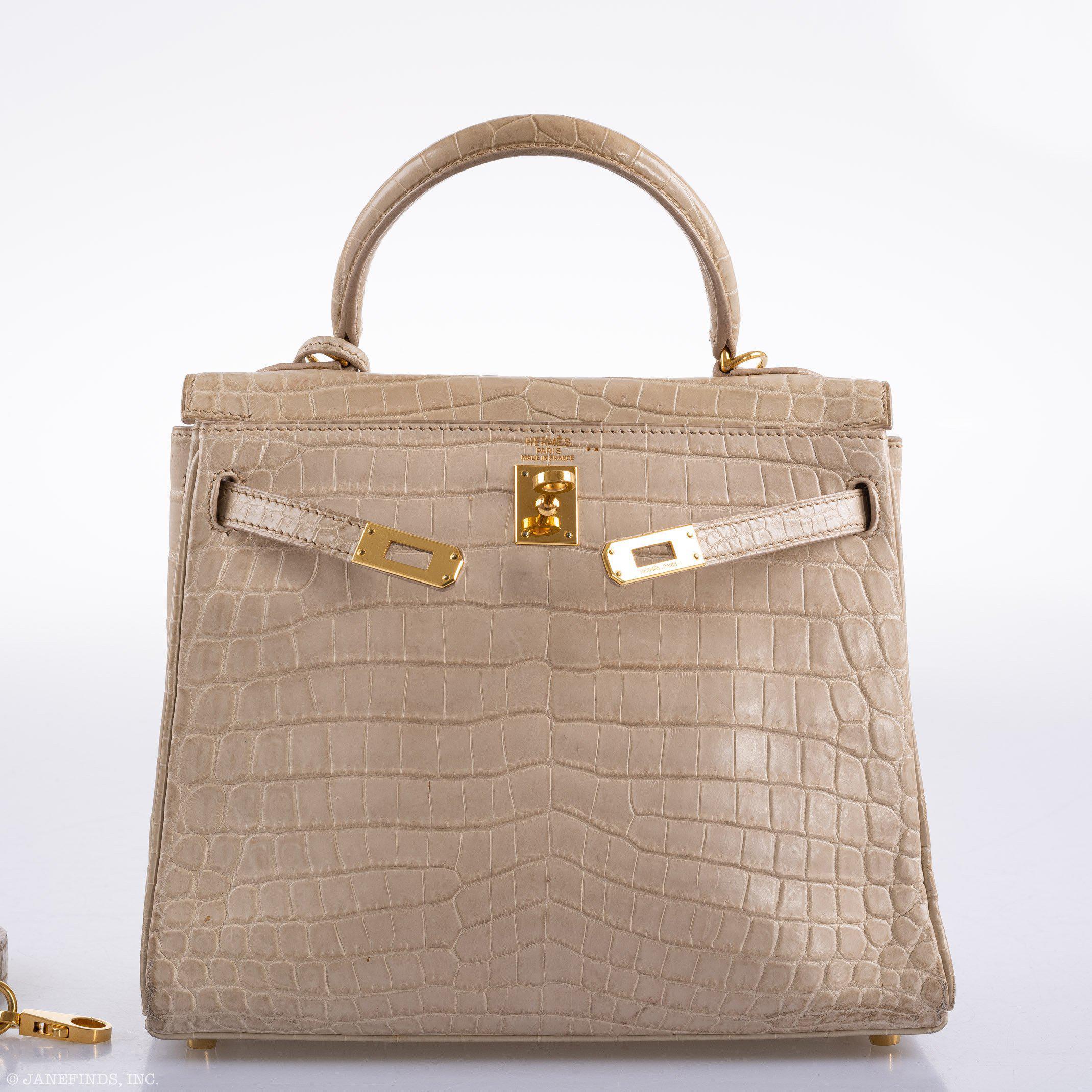 Hermès Kelly 25 Retourne Poussiere Matte Nilo Crocodile Gold Hardware