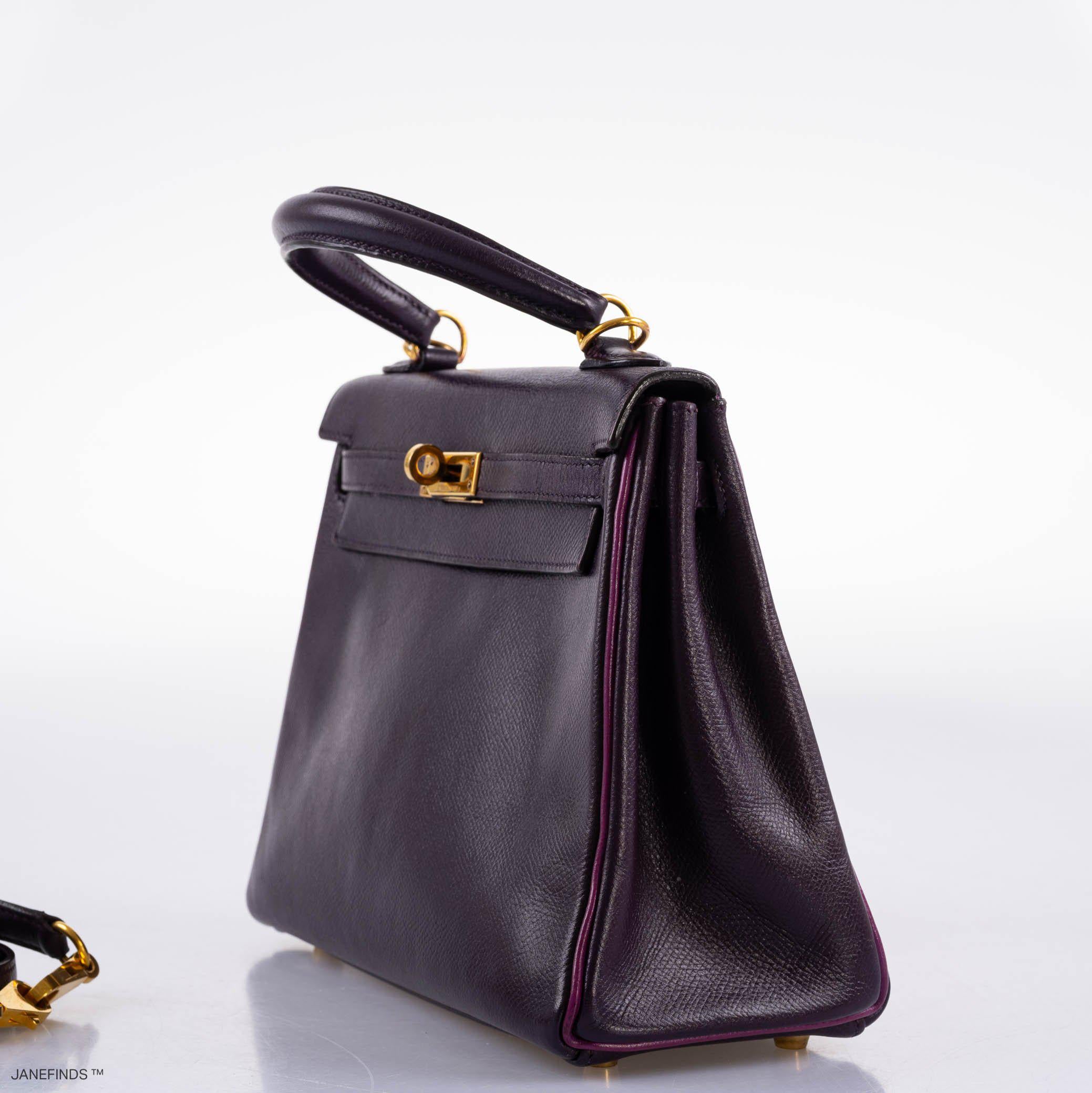 Hermès Kelly 25 Retourne Raisin & Cyclamen Epsom with Gold Hardware