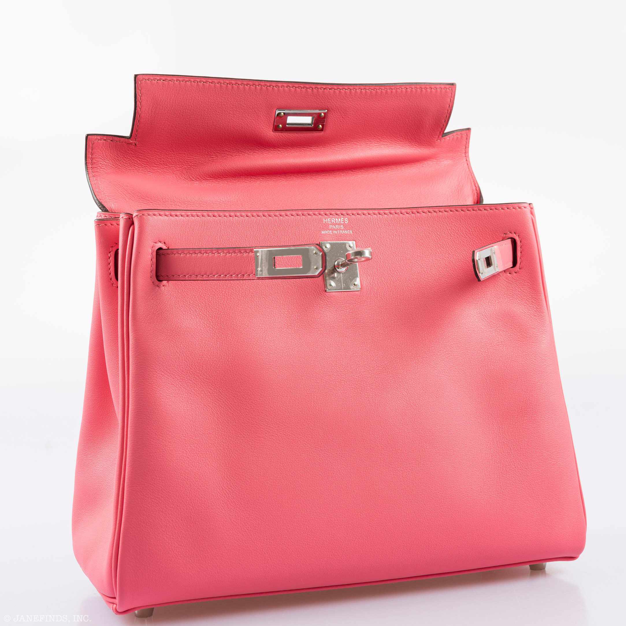Hermès Kelly 25 Retourne Rose Azalee Swift Palladium Hardware