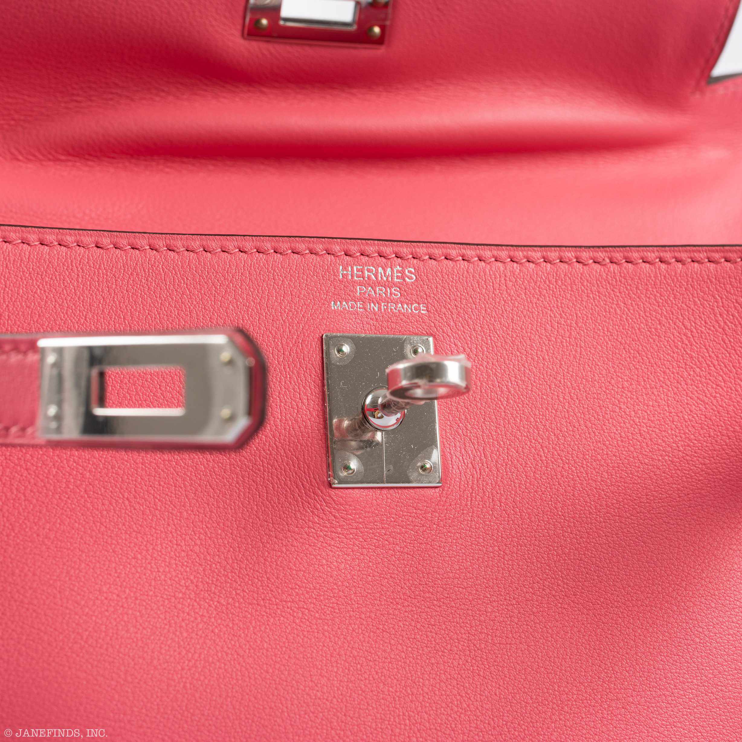 Hermès Kelly 25 Retourne Rose Azalee Swift Palladium Hardware