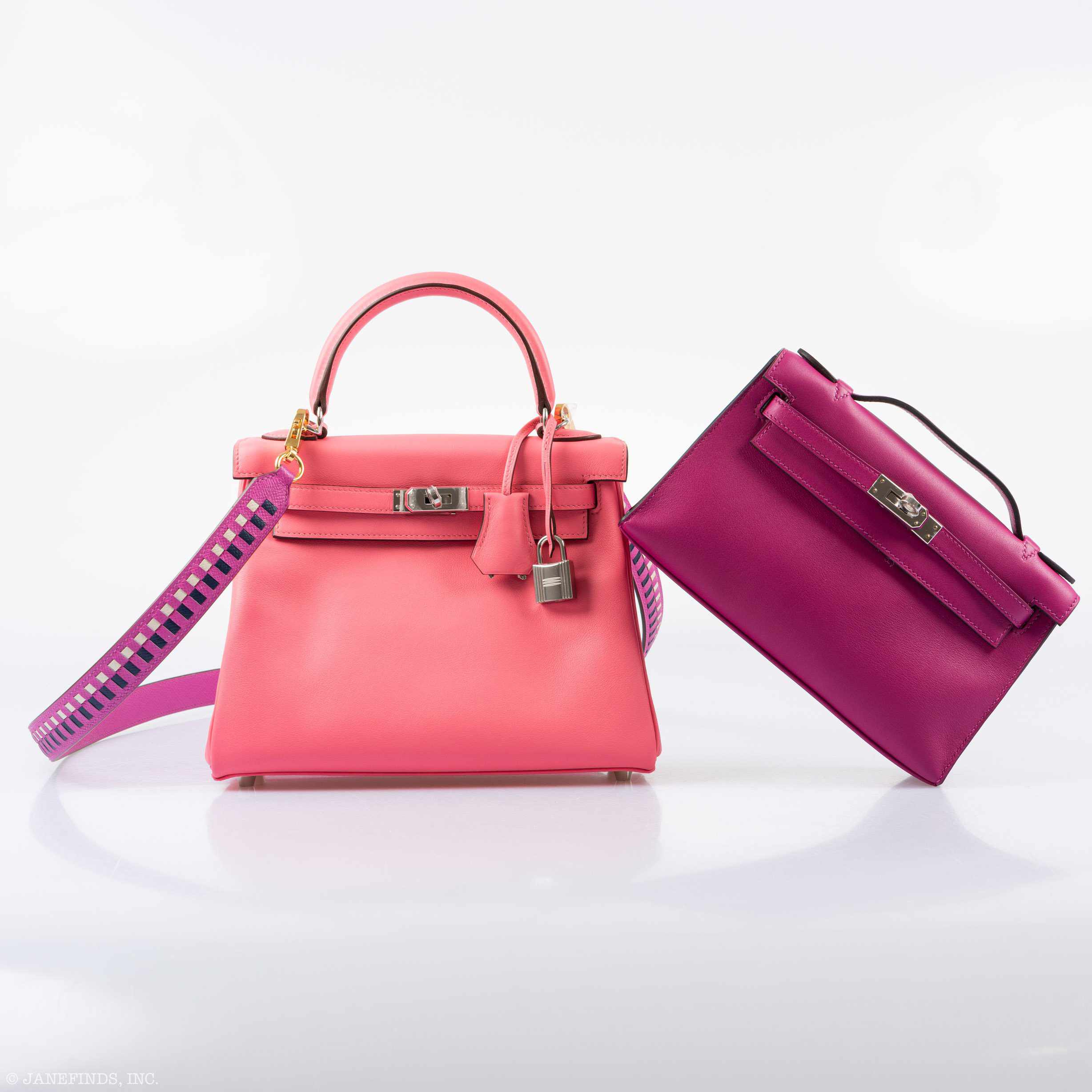 Hermès Kelly 25 Retourne Rose Azalee Swift Palladium Hardware