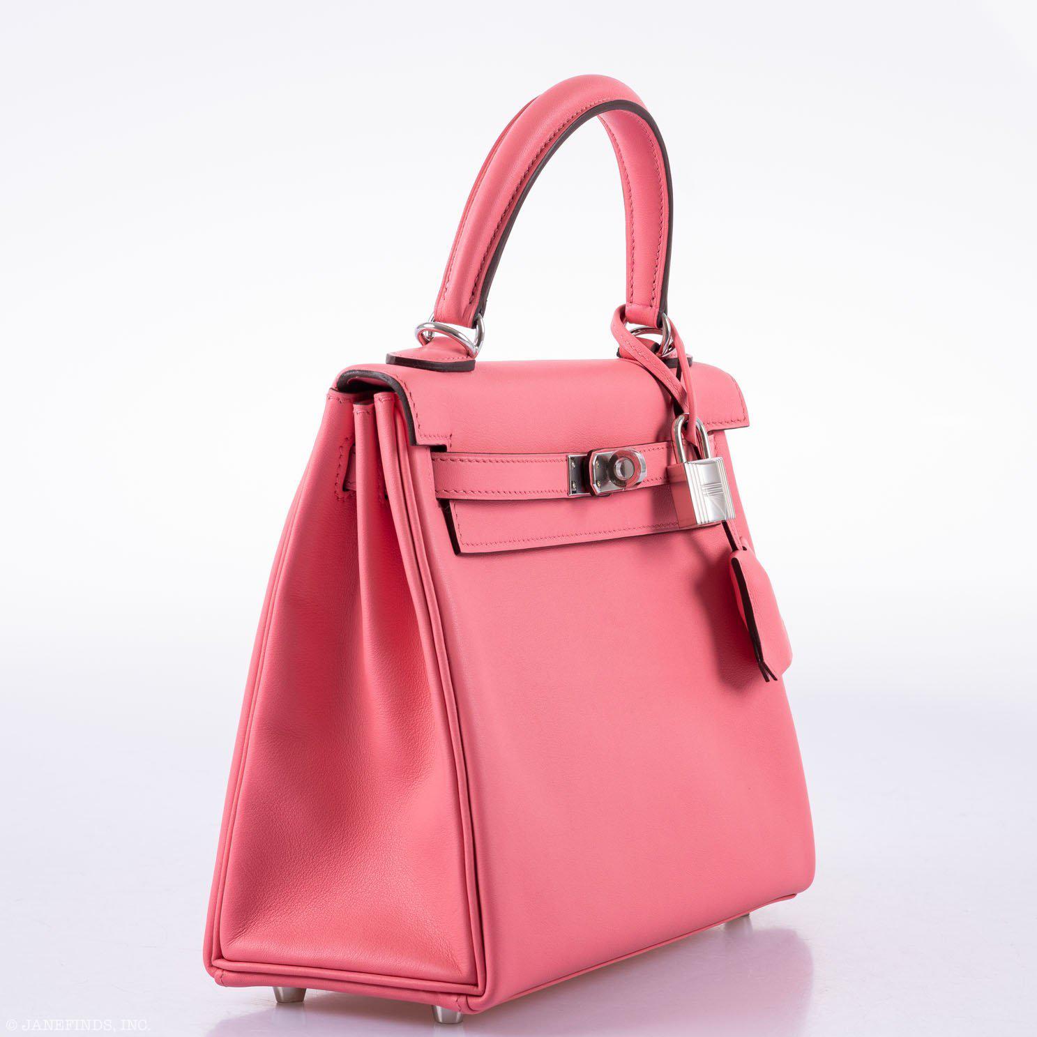 Hermès Kelly 25 Retourne Rose D'ete Swift Palladium Hardware