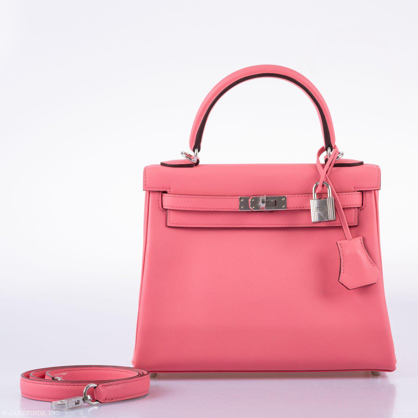 Hermès Kelly 25 Retourne Rose D'ete Swift Palladium Hardware