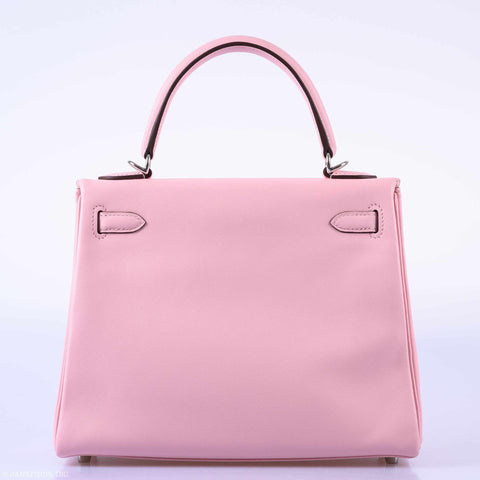 Hermès Kelly 25 Retourne Rose Sakura Swift Palladium Hardware - 2019, D