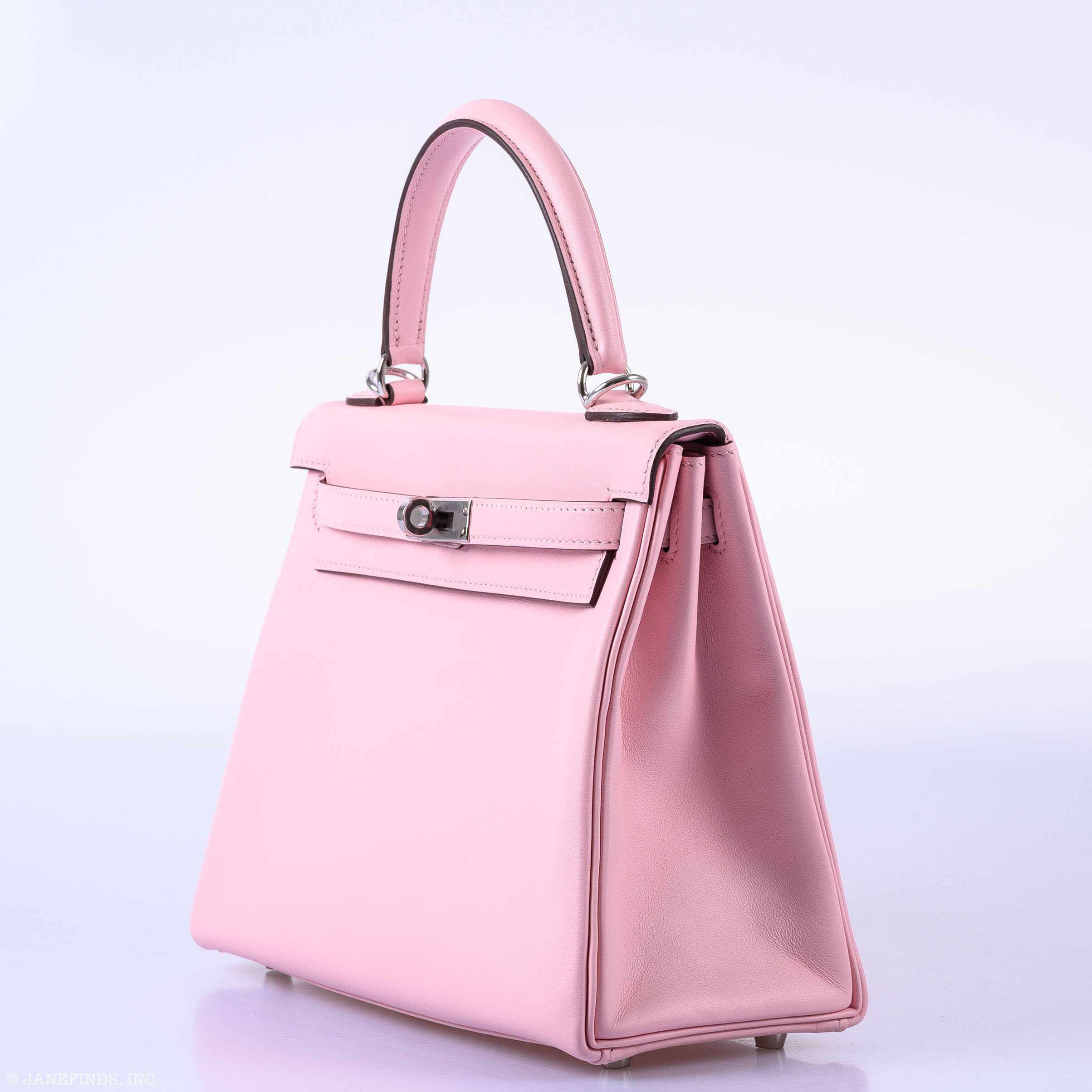 Hermès Kelly 25 Retourné Rose Sakura Swift Palladium Hardware