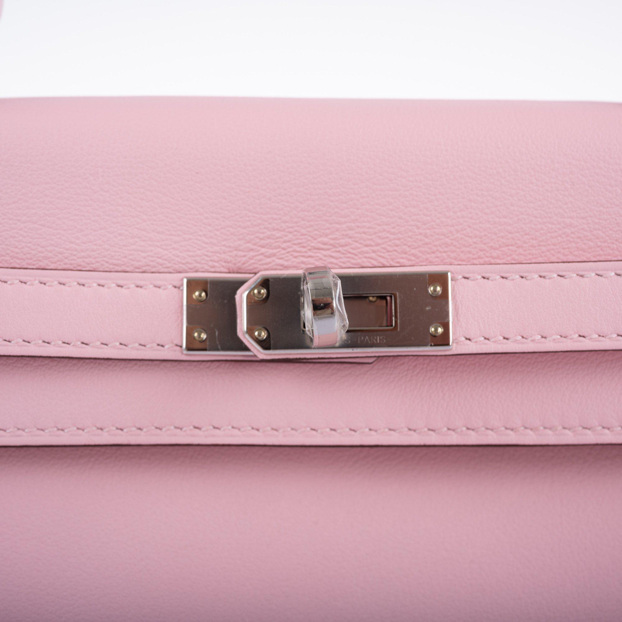 Hermès Kelly 25 Retourné Rose Sakura Swift Palladium Hardware