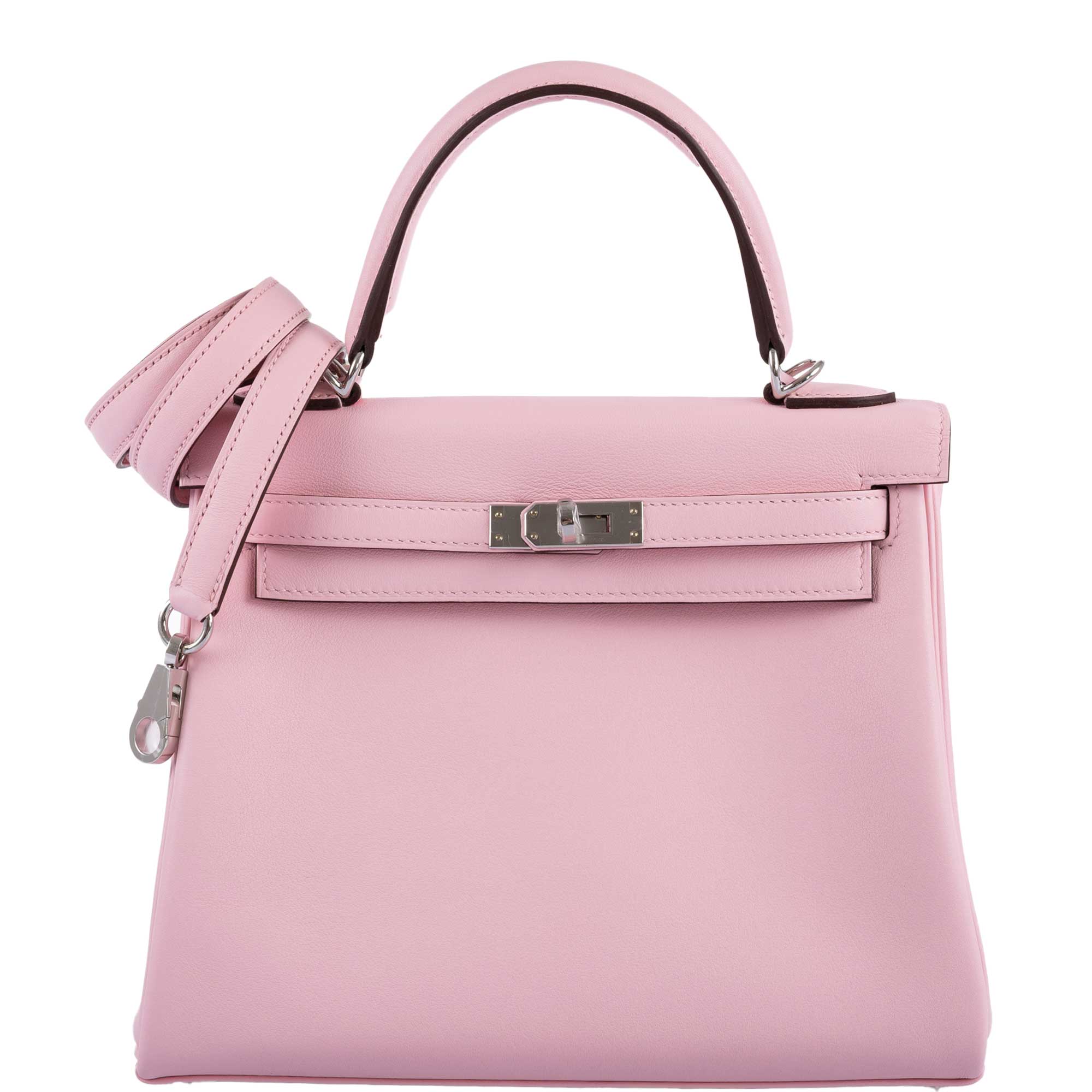 Hermès Kelly 25 Retourné Rose Sakura Swift Palladium Hardware