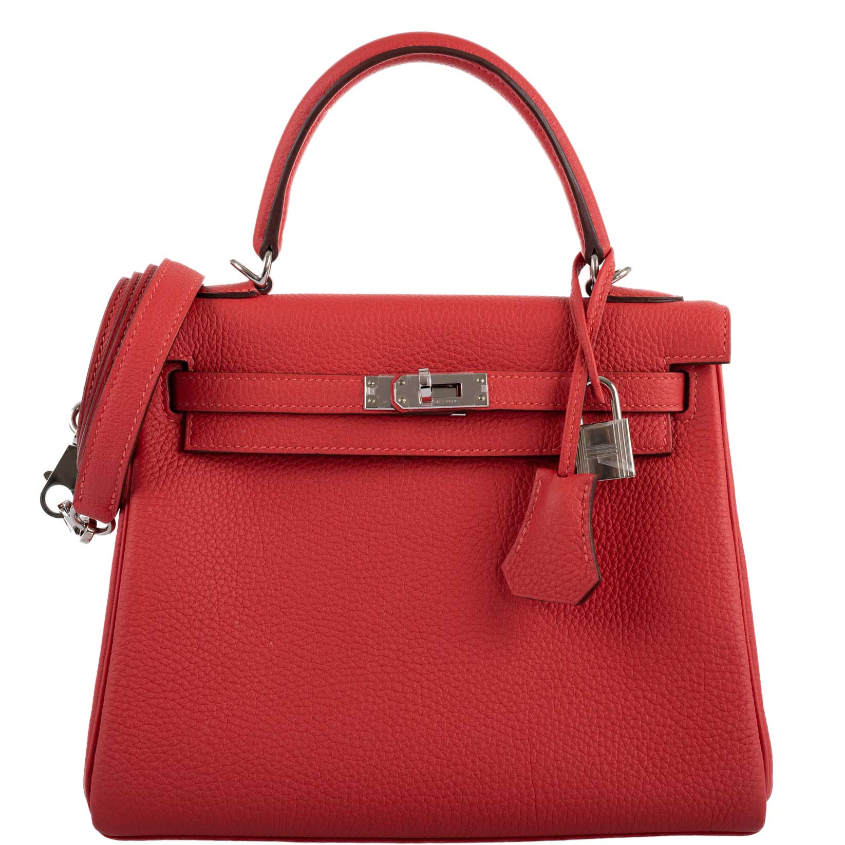 HERMES '20 Micro Kelly Twilly Tadelakt Leather Red / Rouge Vif & Silk  Twilly Bag
