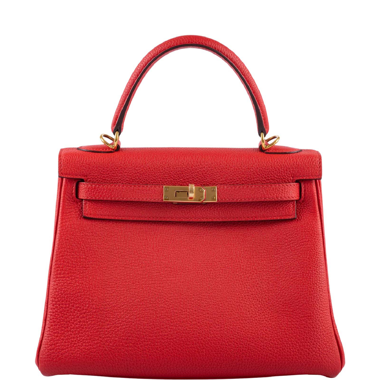 Hermès Kelly 25 Retourne Rouge de Coeur Togo with Gold Hardware