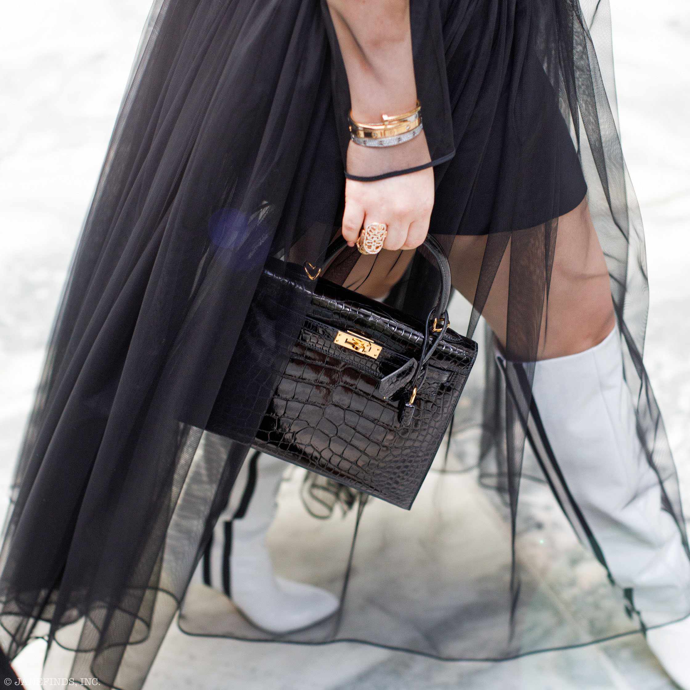 Hermès Kelly 25 Sellier Black Alligator Gold Hardware
