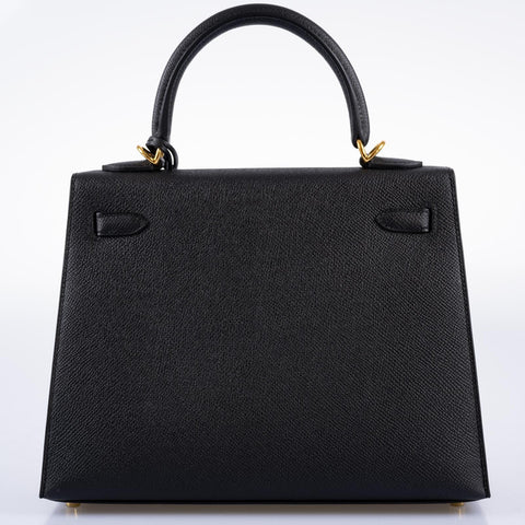 Hermès Kelly 25 Sellier Black Epsom with Gold Hardware