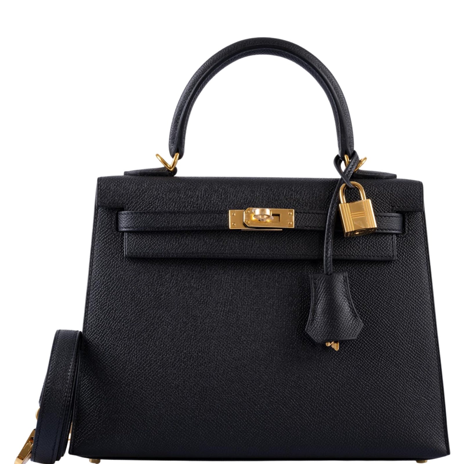 Hermes Kelly bag 25 Sellier Black Epsom leather Gold hardware