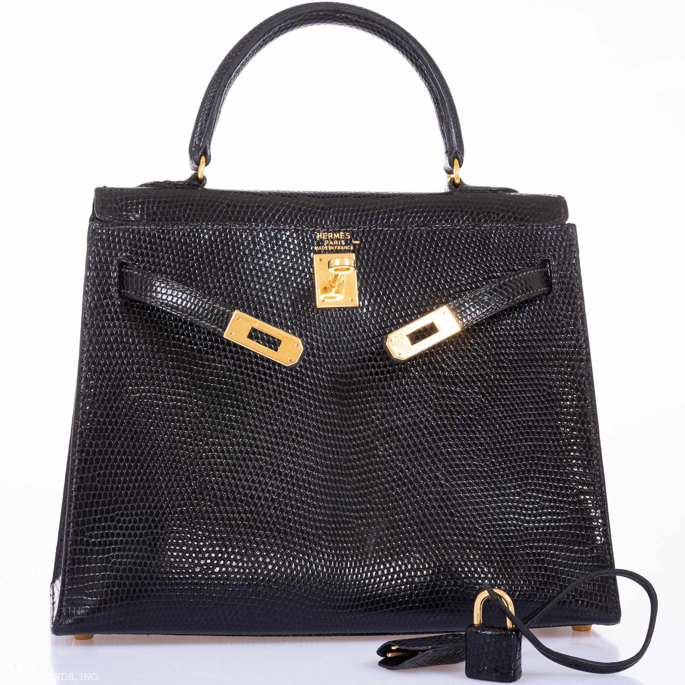 Hermès Kelly 25 Sellier Black Lizard Gold Hardware