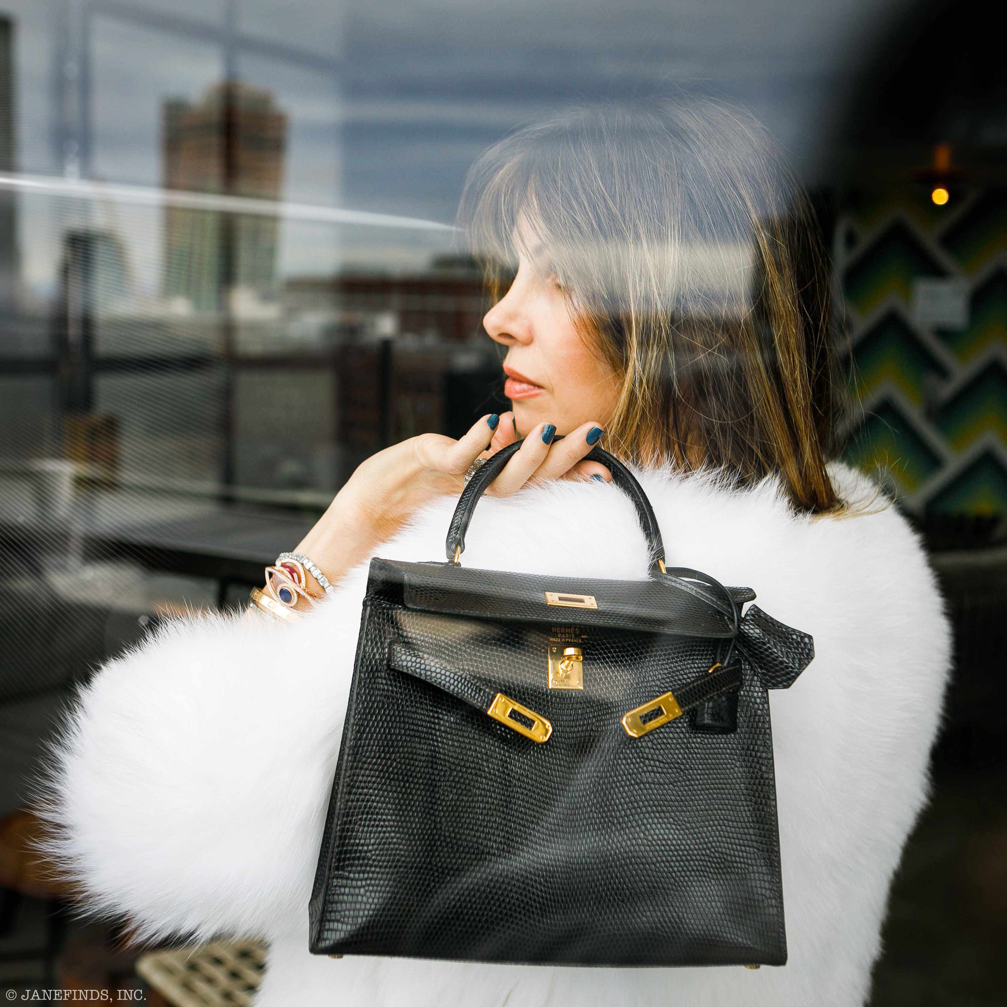 Hermès Kelly 25 Sellier Black Lizard Gold Hardware