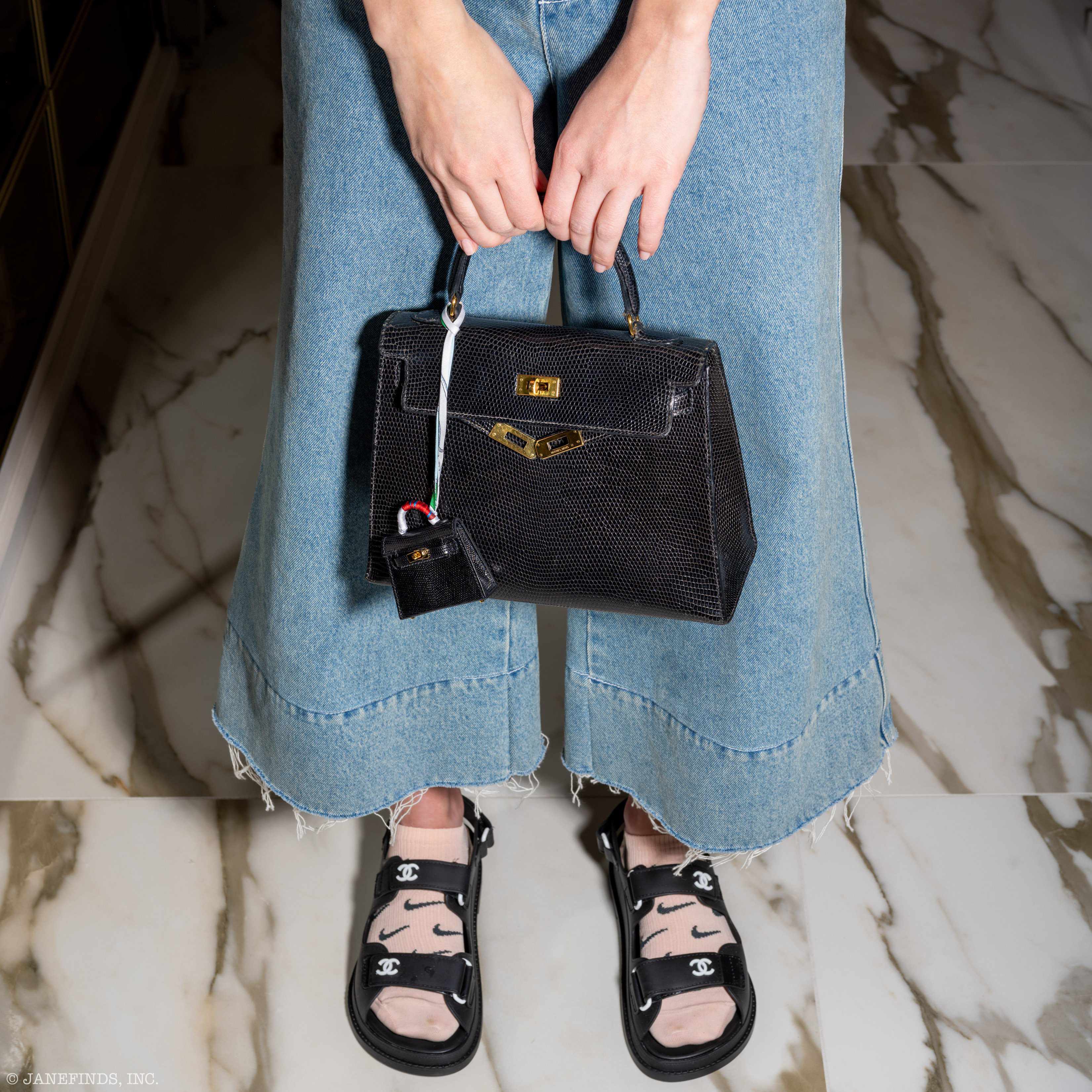 Hermès Kelly 25 Sellier Black Lizard Gold Hardware