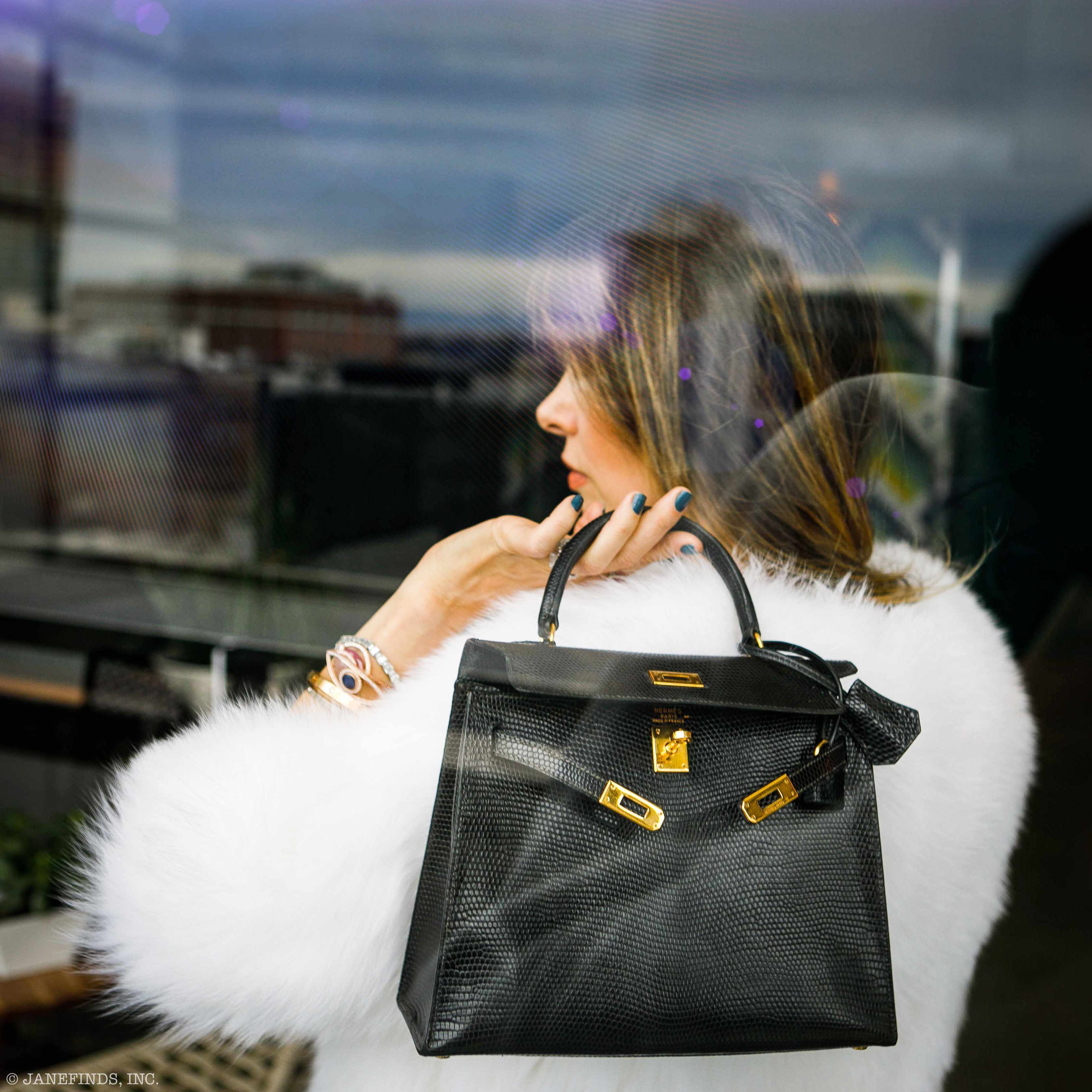 Hermès Kelly 25 Sellier Black Lizard Gold Hardware